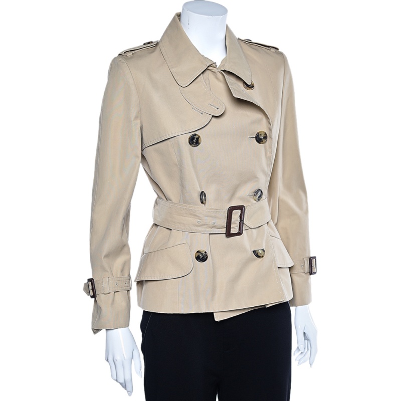 

Christian Dior Beige Cotton Belted Double Breasted Trench Jacket