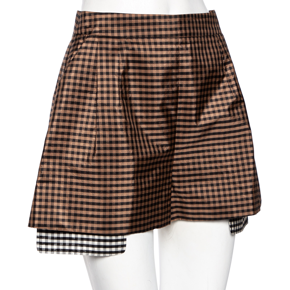 

Christian Dior Brown & Black Checkered Silk Shorts