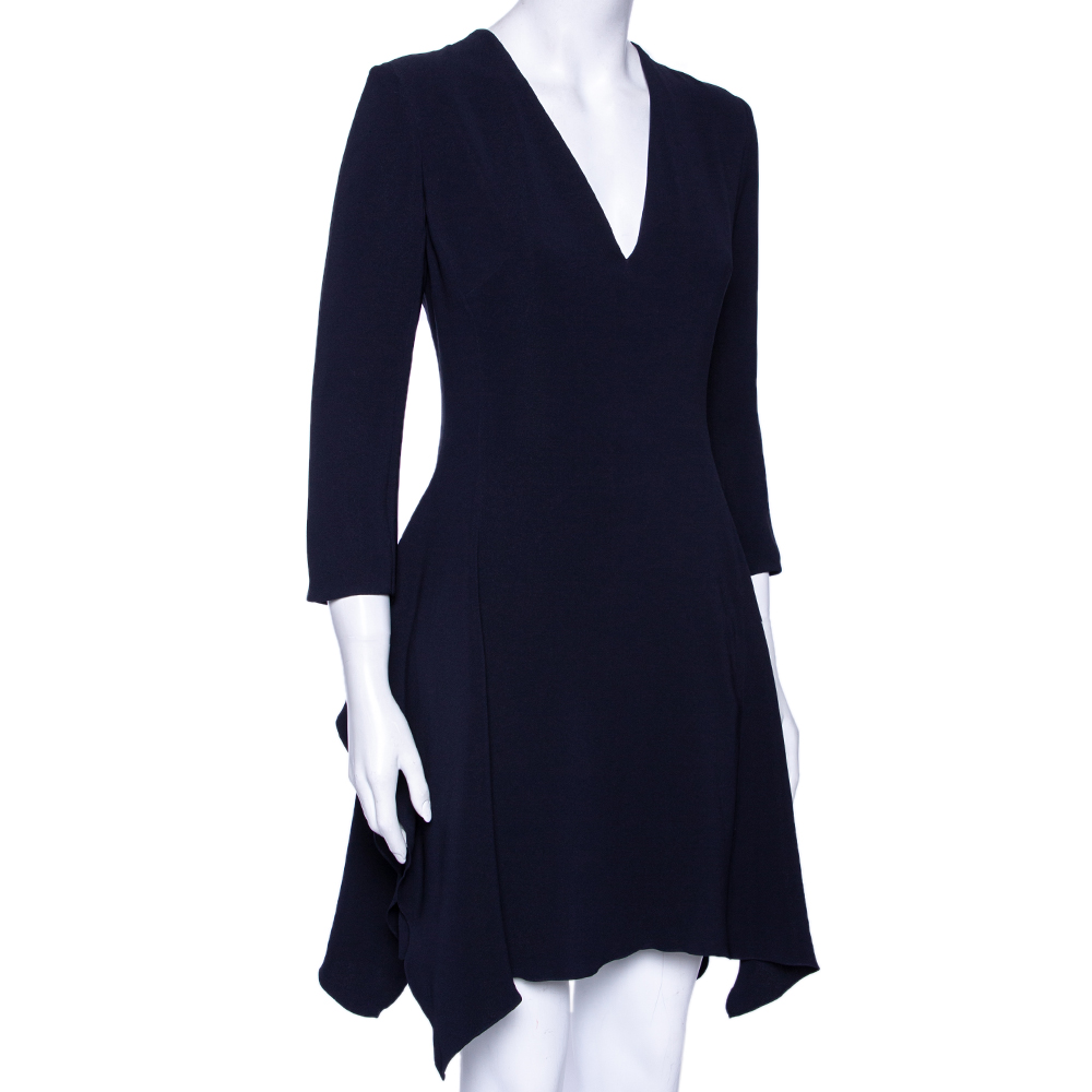 

Dior Midnight Blue Silk Ruffled Hem Detailed Dress