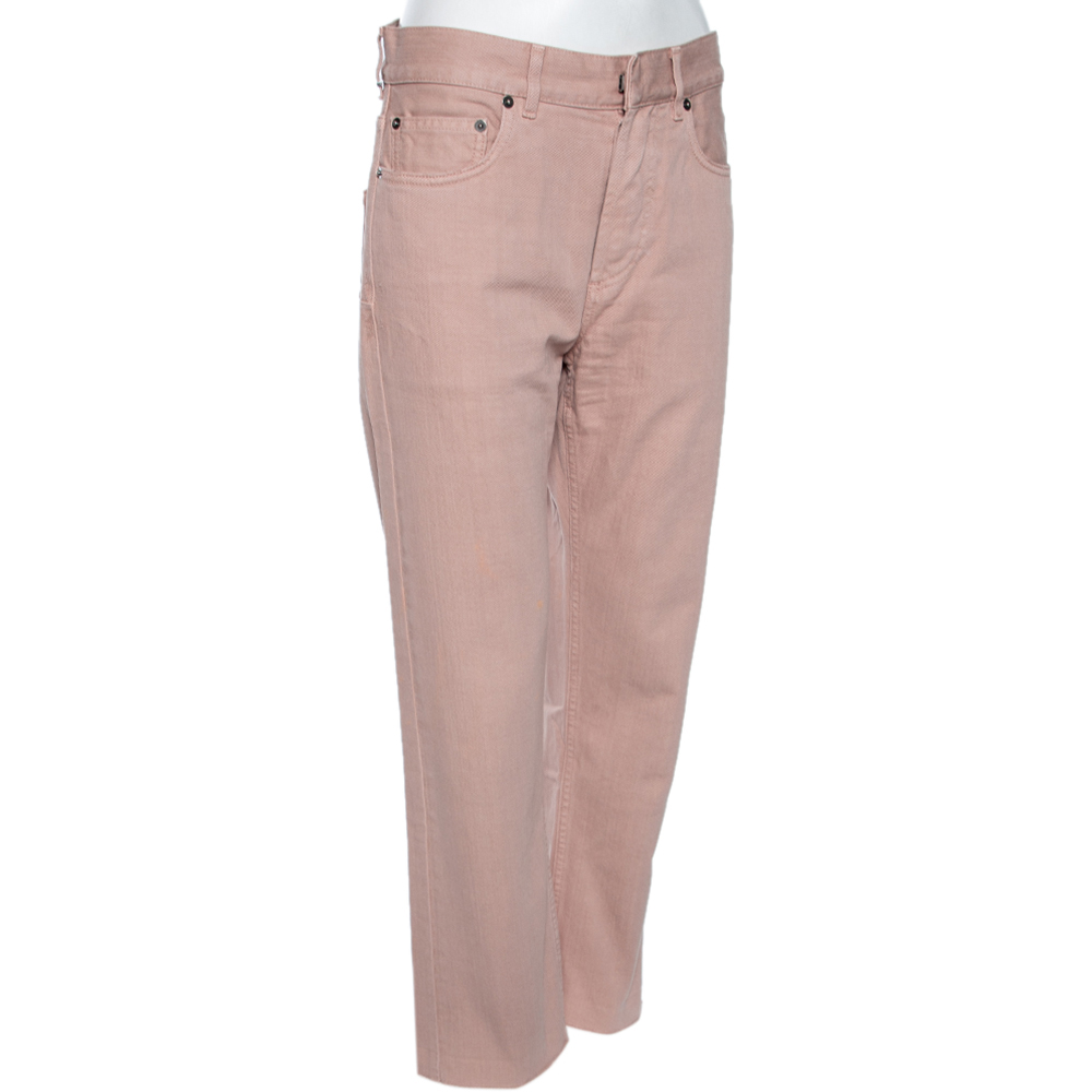 

Dior Dusky Pink Denim Frayed Detail Jeans