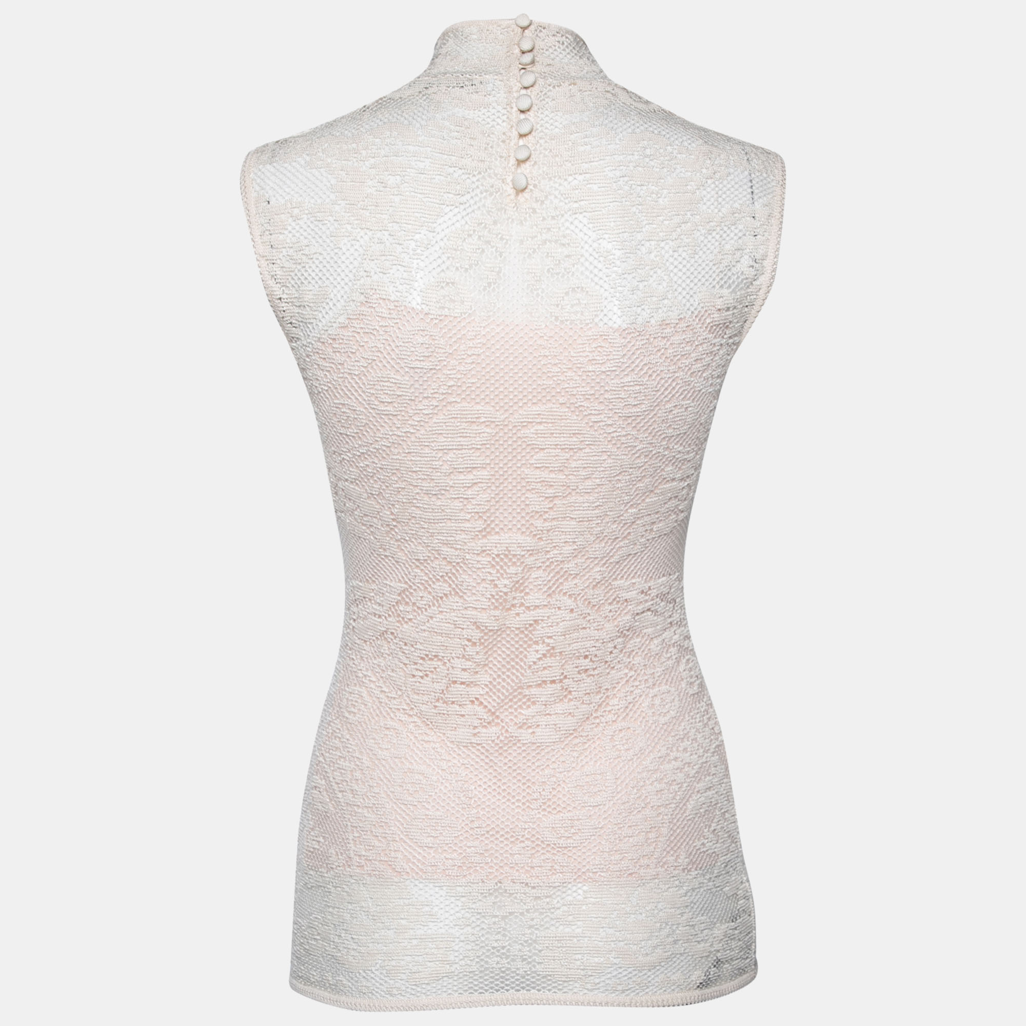 

Dior Off White Silk Knit Sleeveless Top