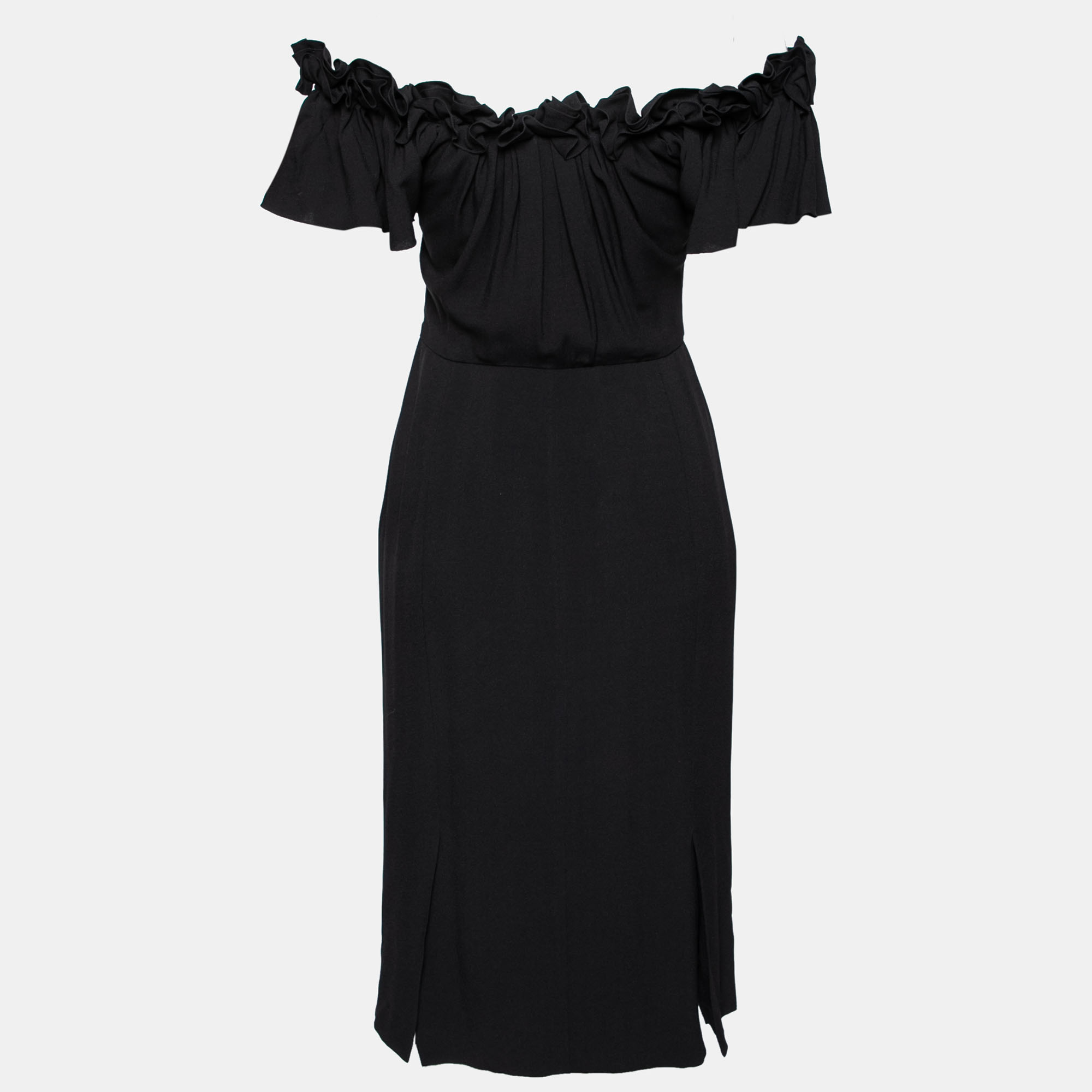 

Dior Black Crepe Ruffled Midi Dress