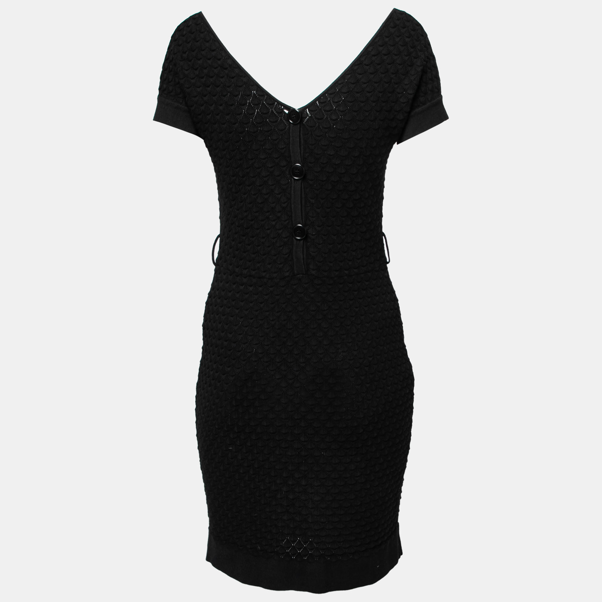 

Dior Black Patterned Knit Short Sleeve Mini Dress