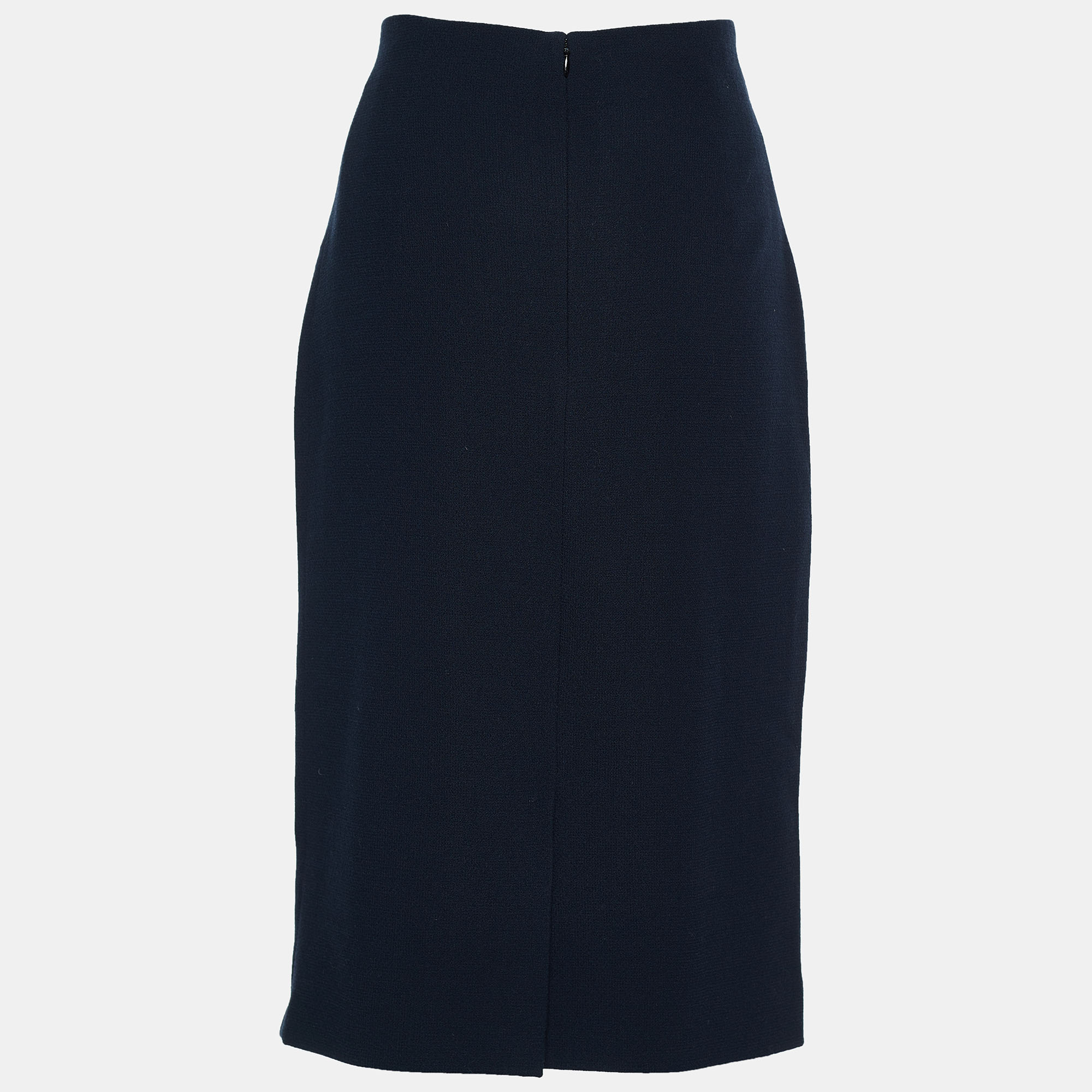 

Dior Midnight Blue Textured Wool High Waist Pencil Skirt