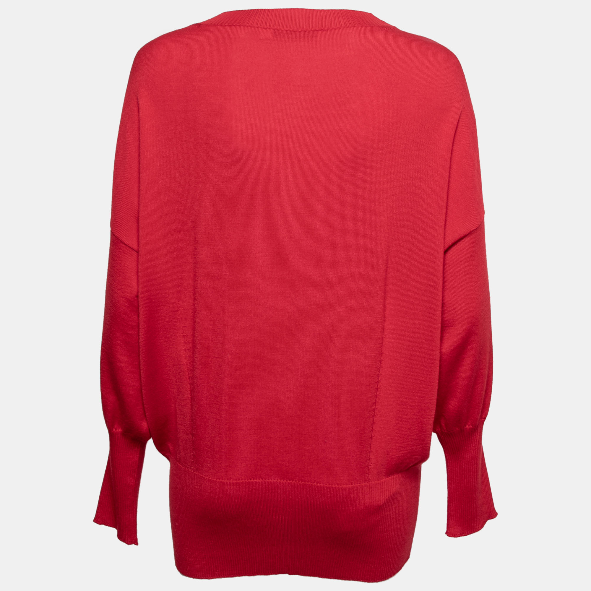 

Dior Red Wool & Cashmere Fine Knit Crest Embellished Jumper