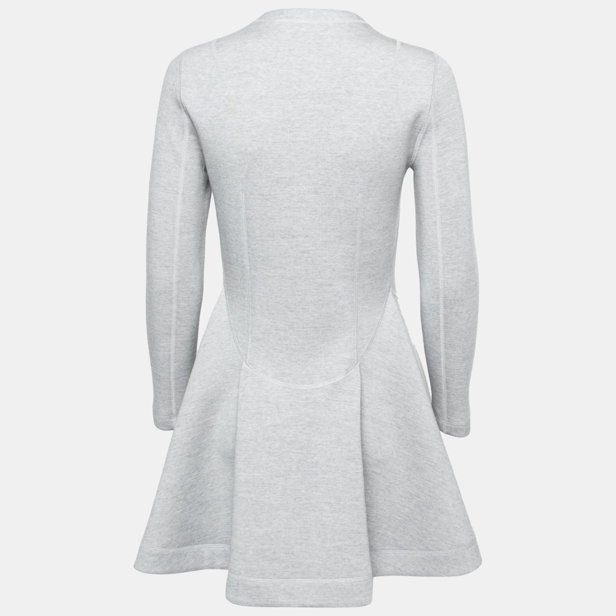 

Dior Grey Wool Crest Embellished Zip Front Flared Dress