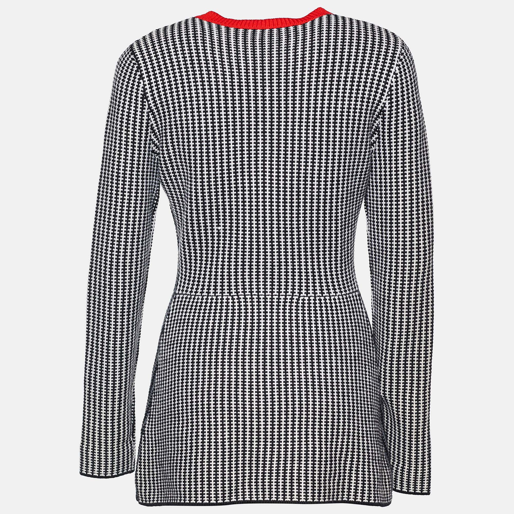 

Dior Black/ White Wool Zip Front Cardigan