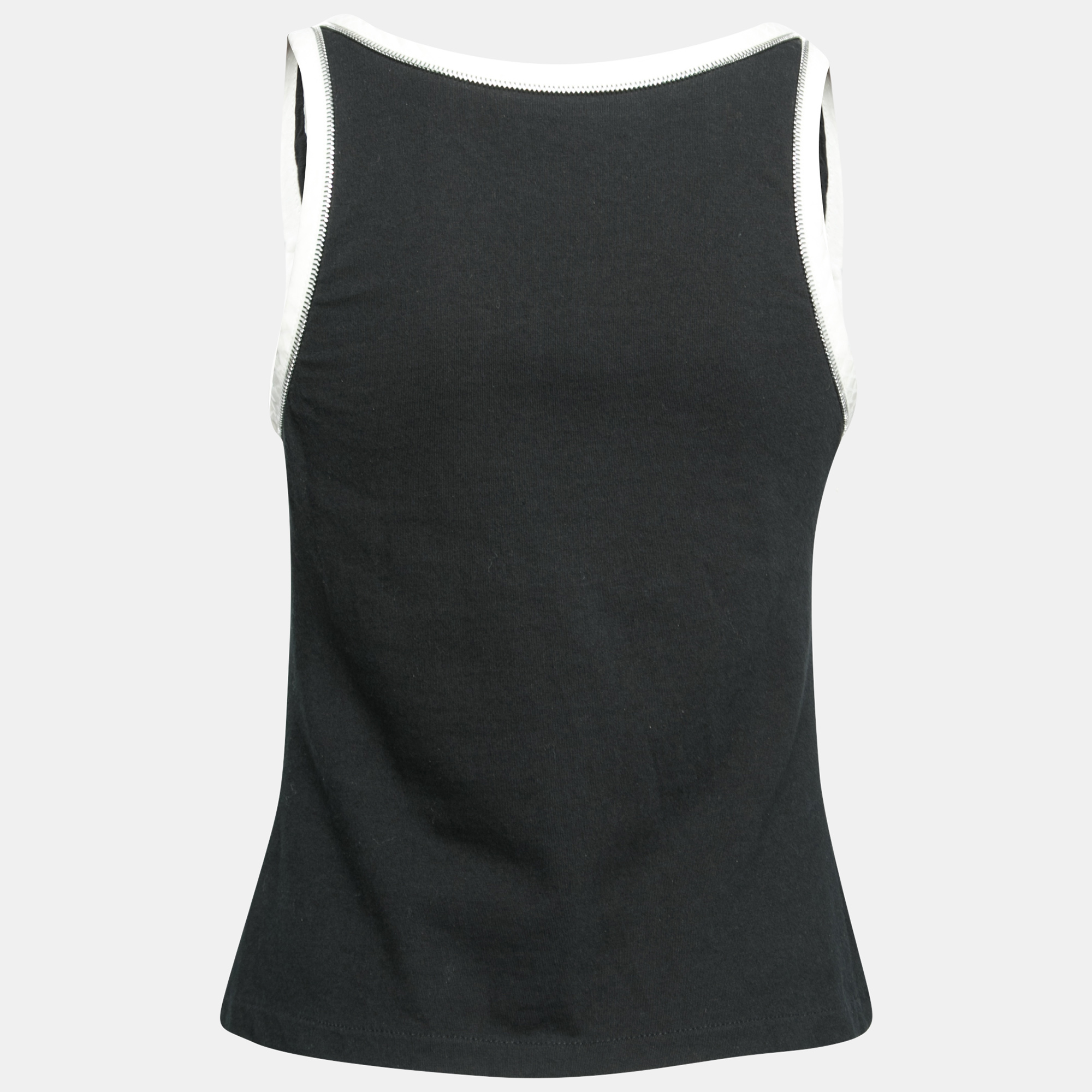 

Dior Black and White Cotton Chain Embellished Sleeveless Tank Top