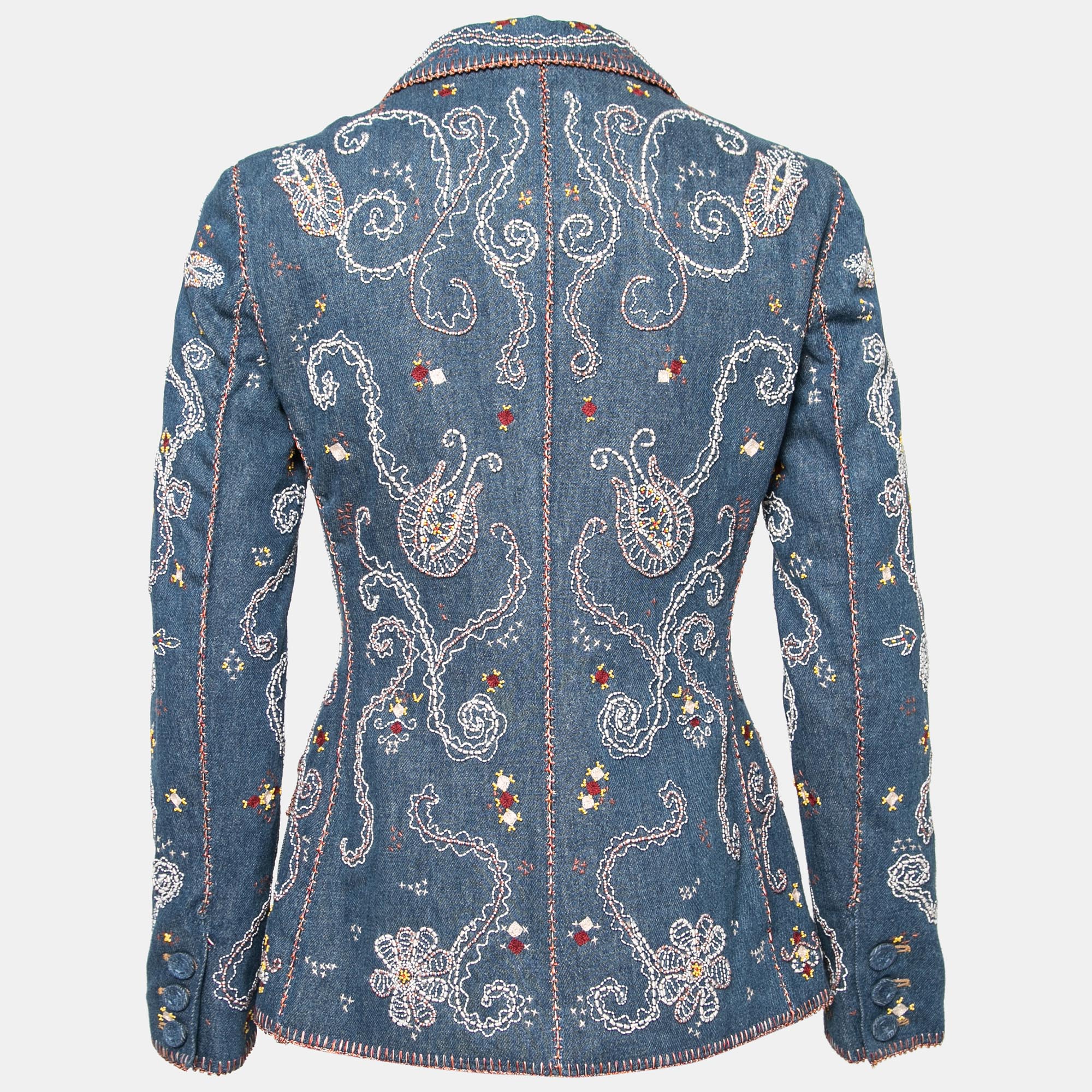 

Dior Blue Hand Embroidered Denim Double Breasted Jacket