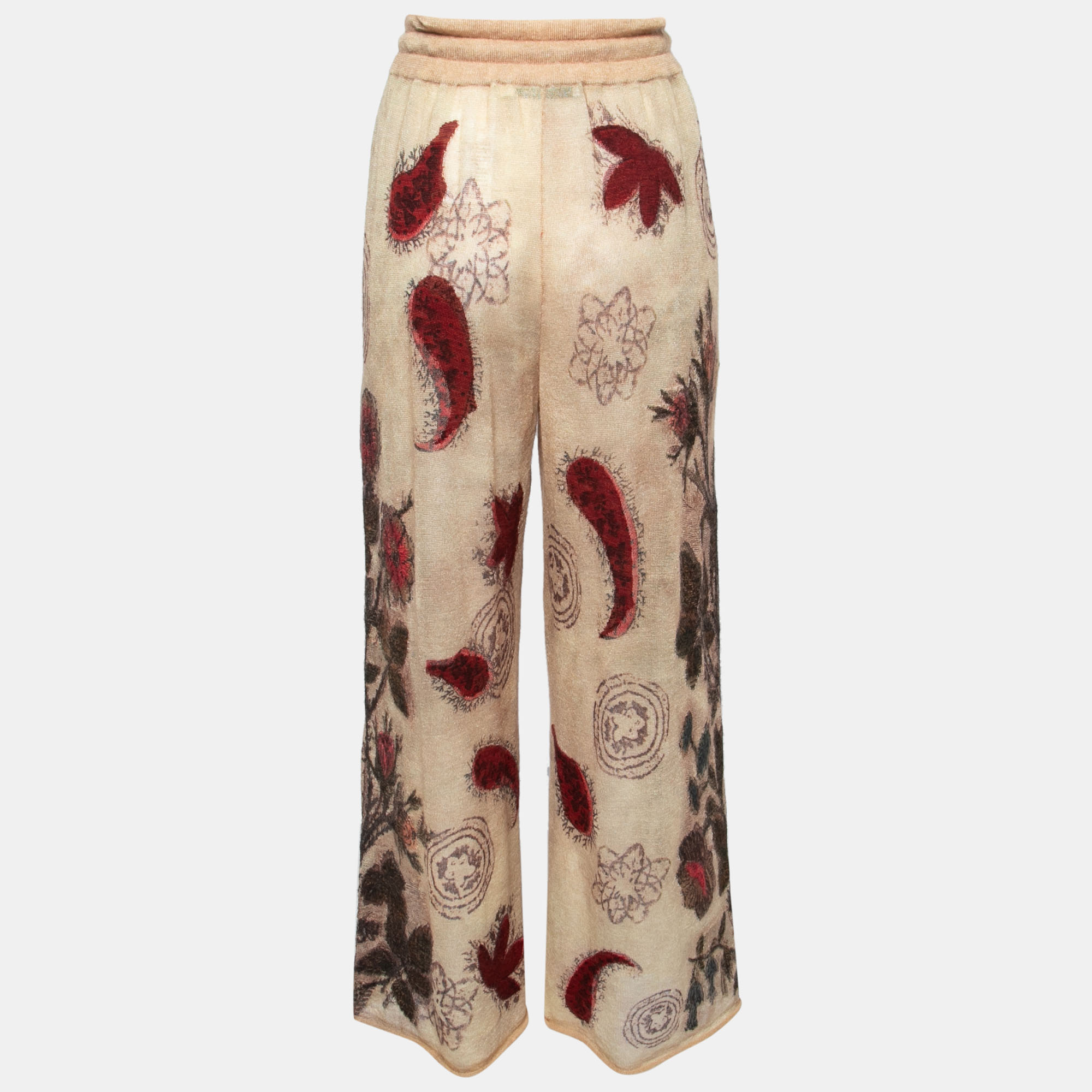 

Dior Beige Floral Print Cashmere Drawstring Pants