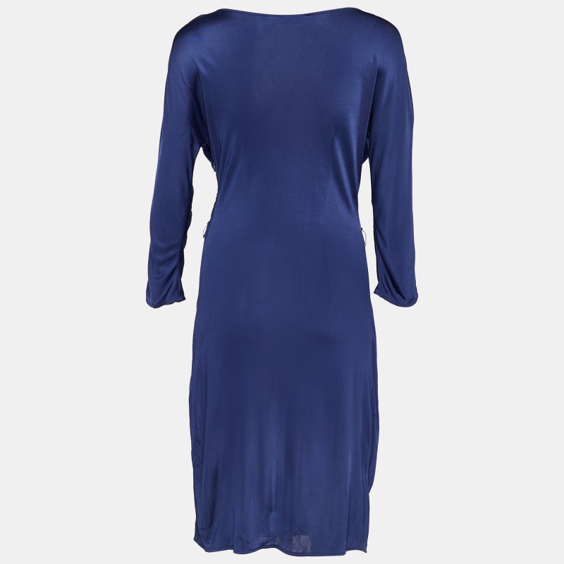 

Dior Navy Blue Jersey Ruched Knee-Length Dress