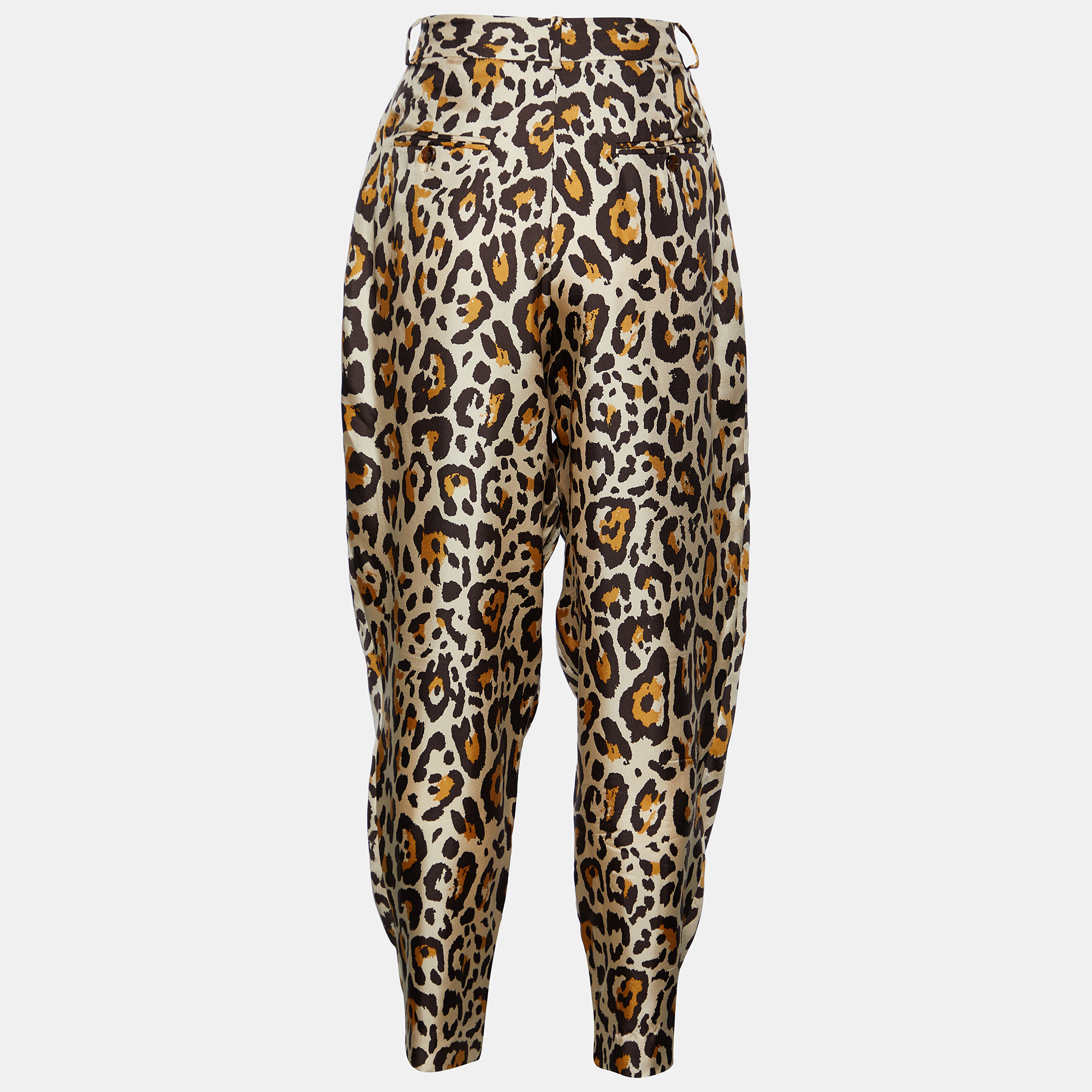 

Dior Beige Leopard Print Silk High Waist Trousers  Waist 31