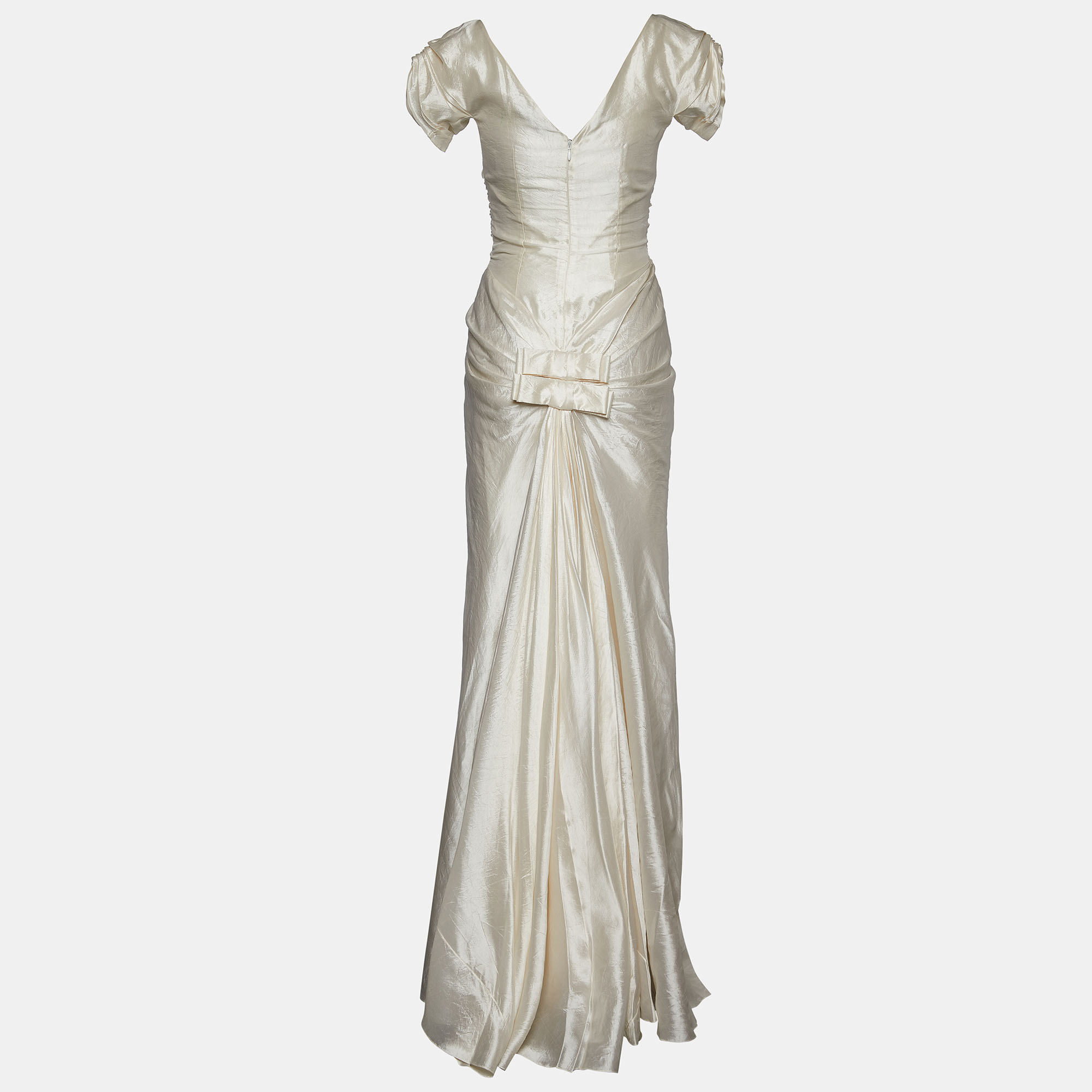 

Christian Dior Ivory White Silk Bow Detail Gown