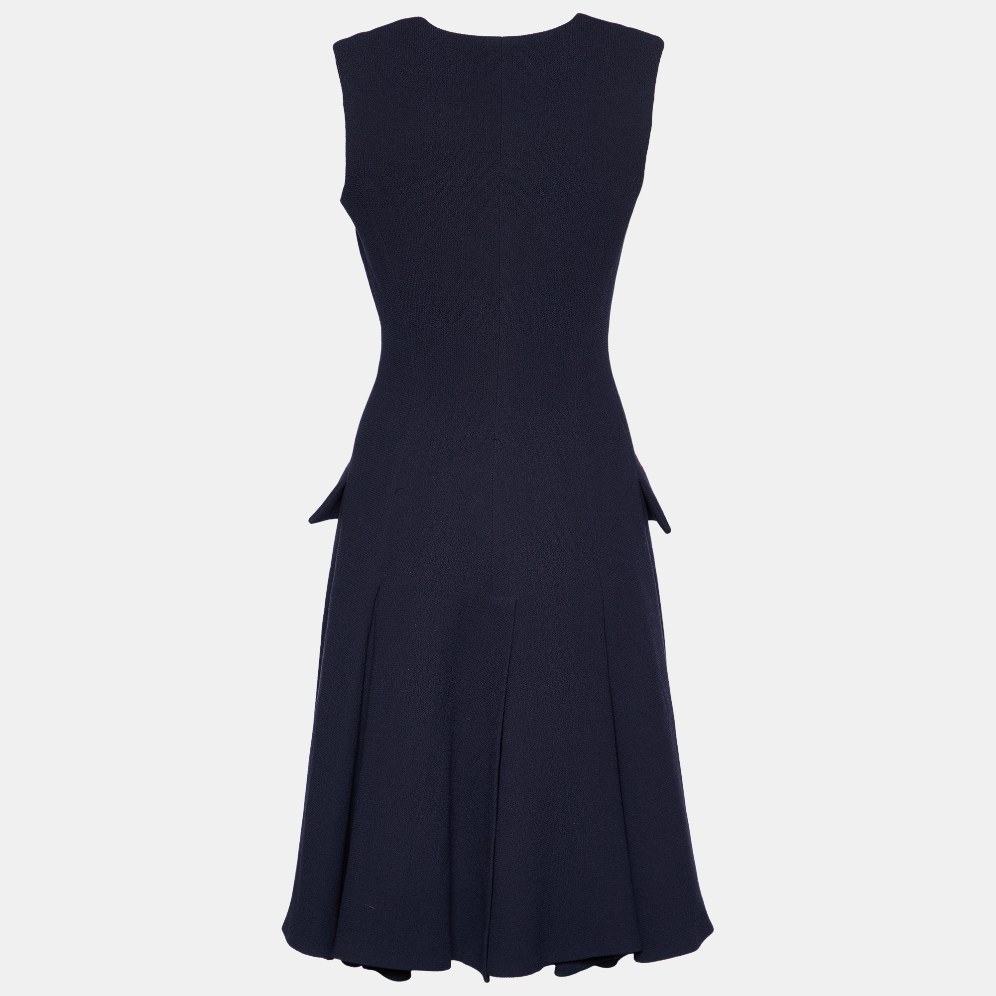 

Christian Dior Navy Blue Wool Embroidered Sleeveless Coat