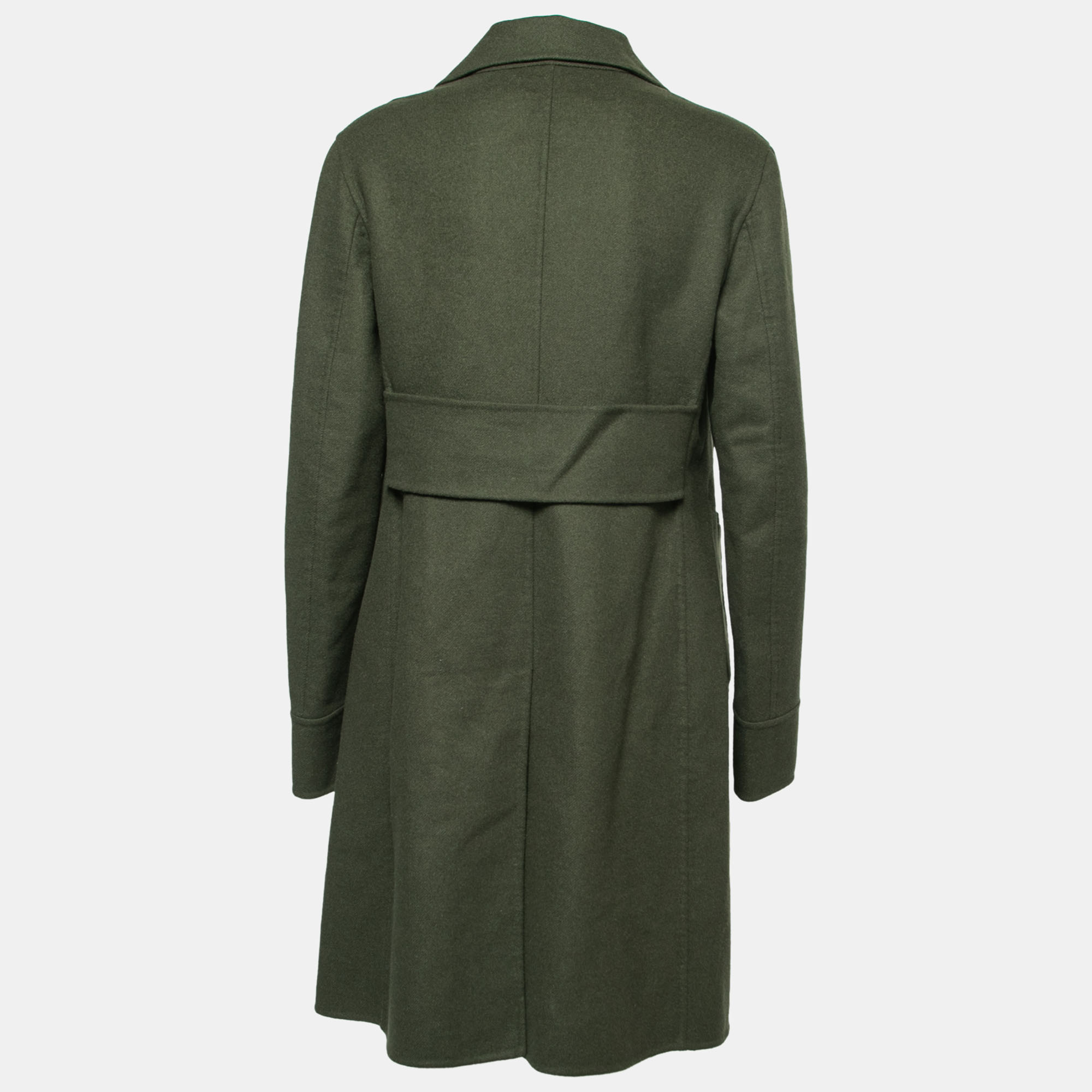 

Dior Olive Green Wool & Angora Button Front Belted Coat
