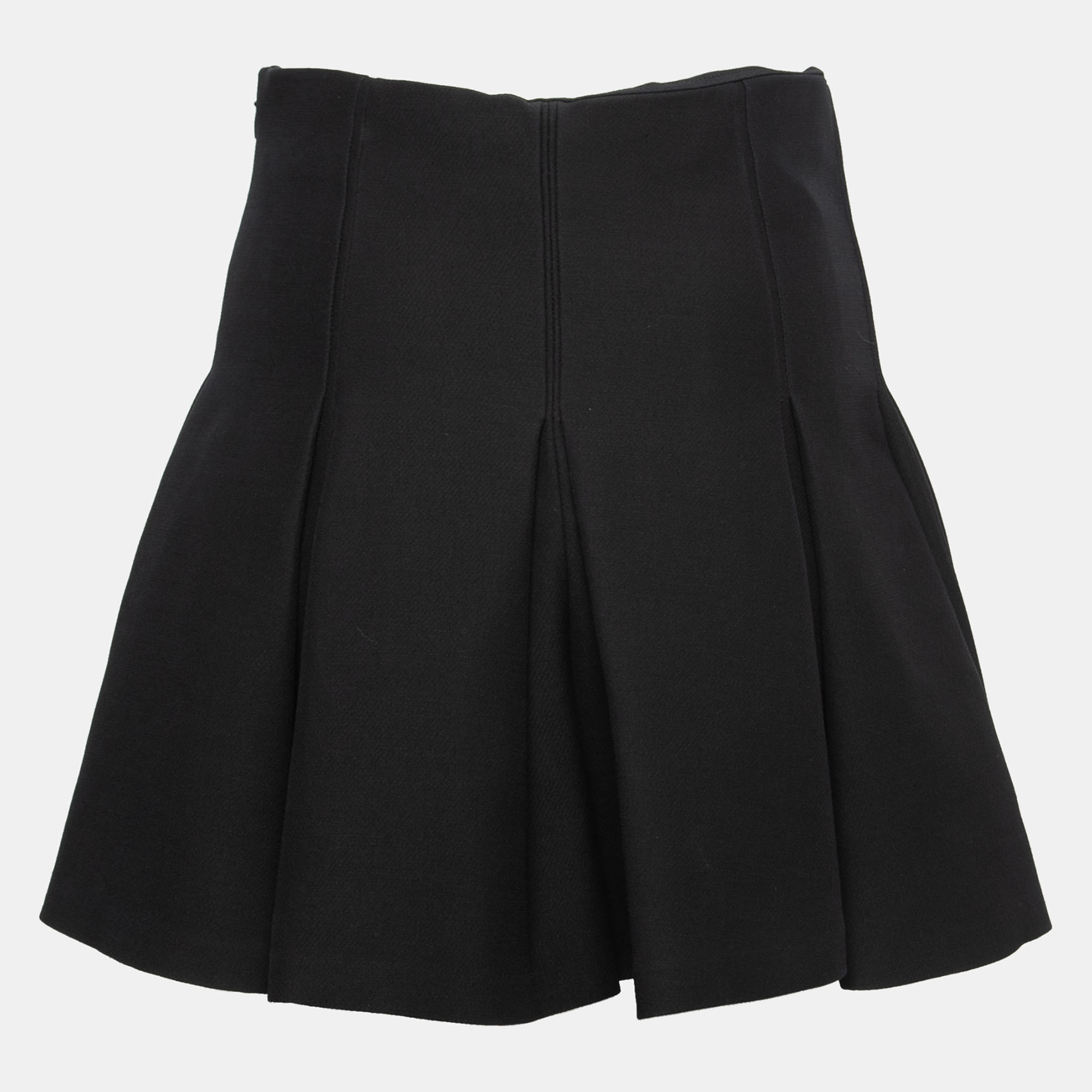 

Christian Dior Black Wool Box Pleated Mini Skirt
