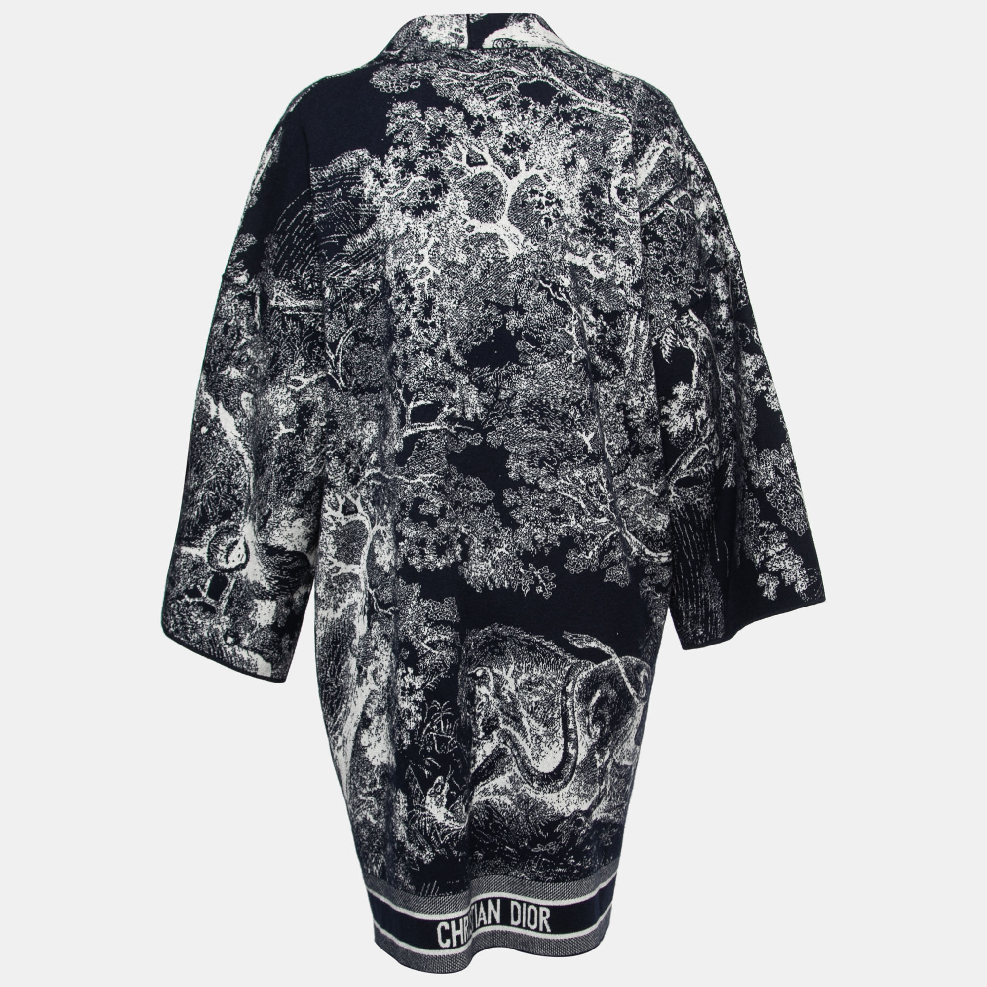 

Christian Dior Navy Blue Cashmere Toile De Jouy Kimono