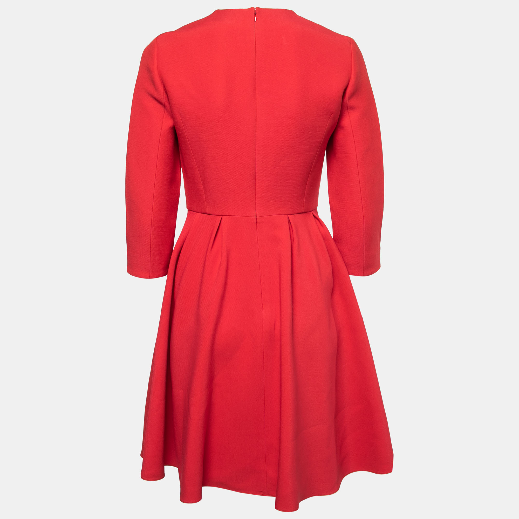 

Dior Red Wool & Silk Flared Pleated Dress