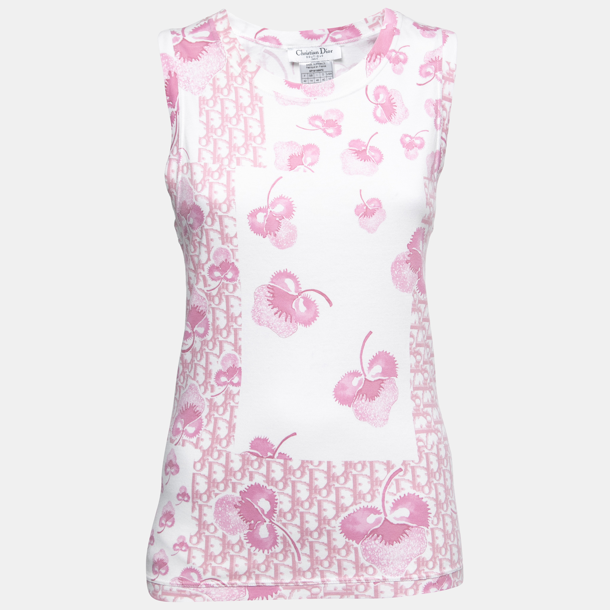 Christian Dior Boutique Vintage Pink Monogram Print Cotton
