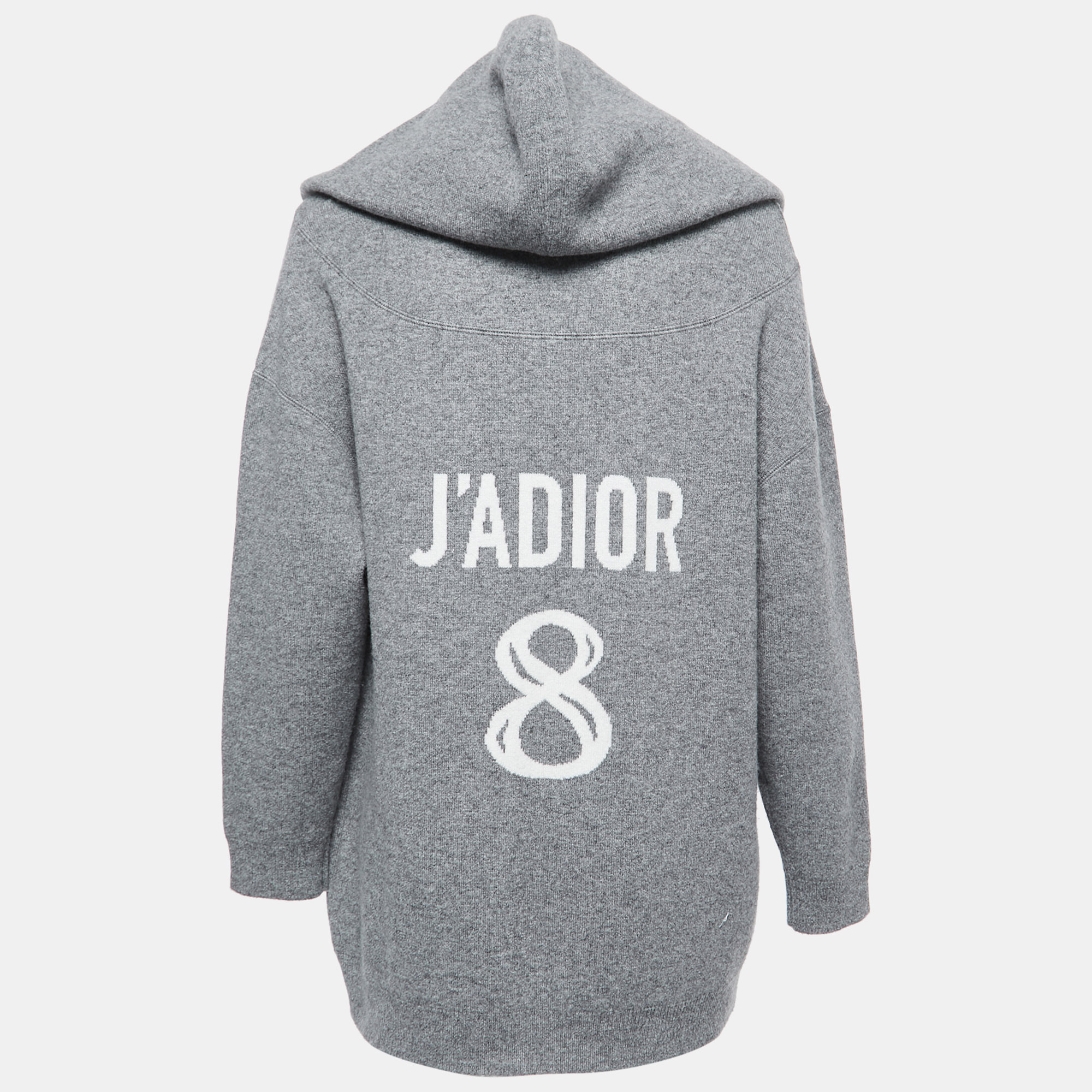 

Christian Dior Grey Cashmere J'adior 8 Hooded Jumper