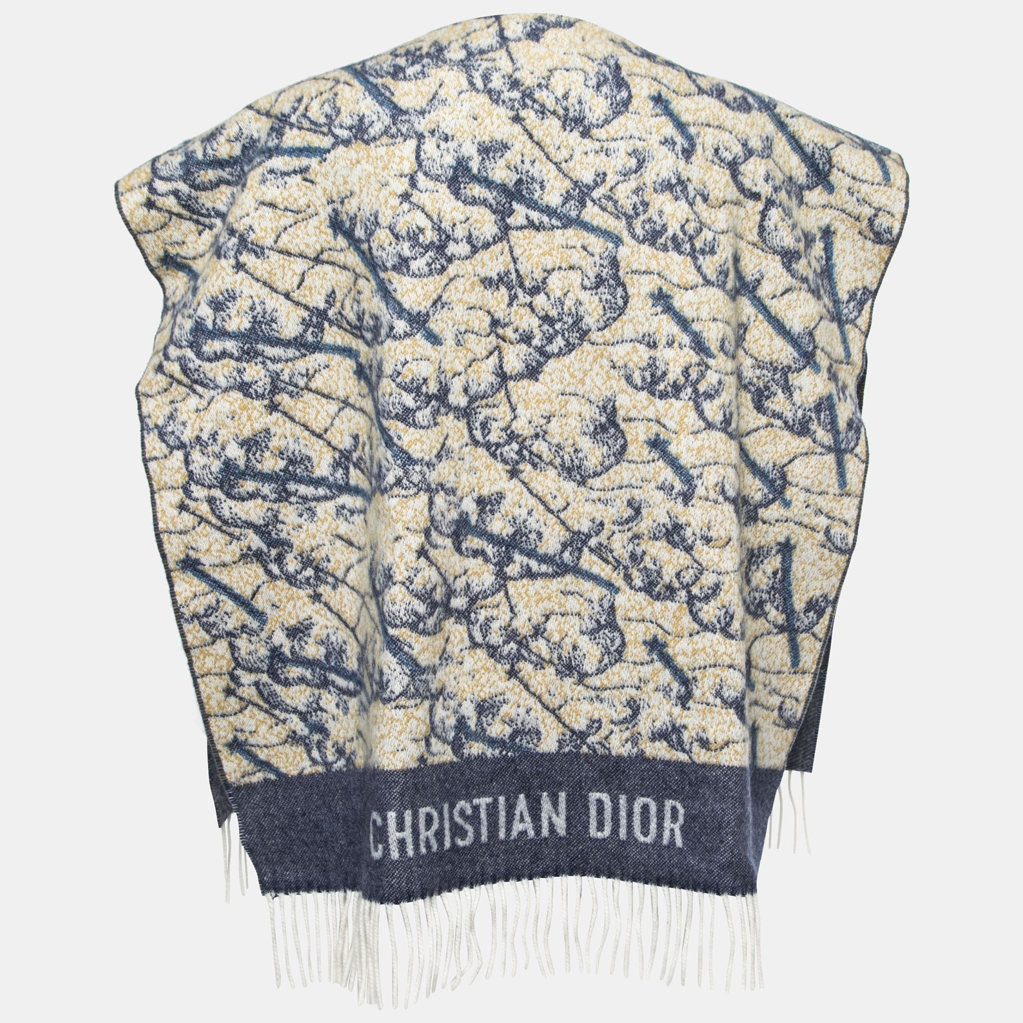 

Dior Blue L'Etoile Cashmere Fringed Poncho