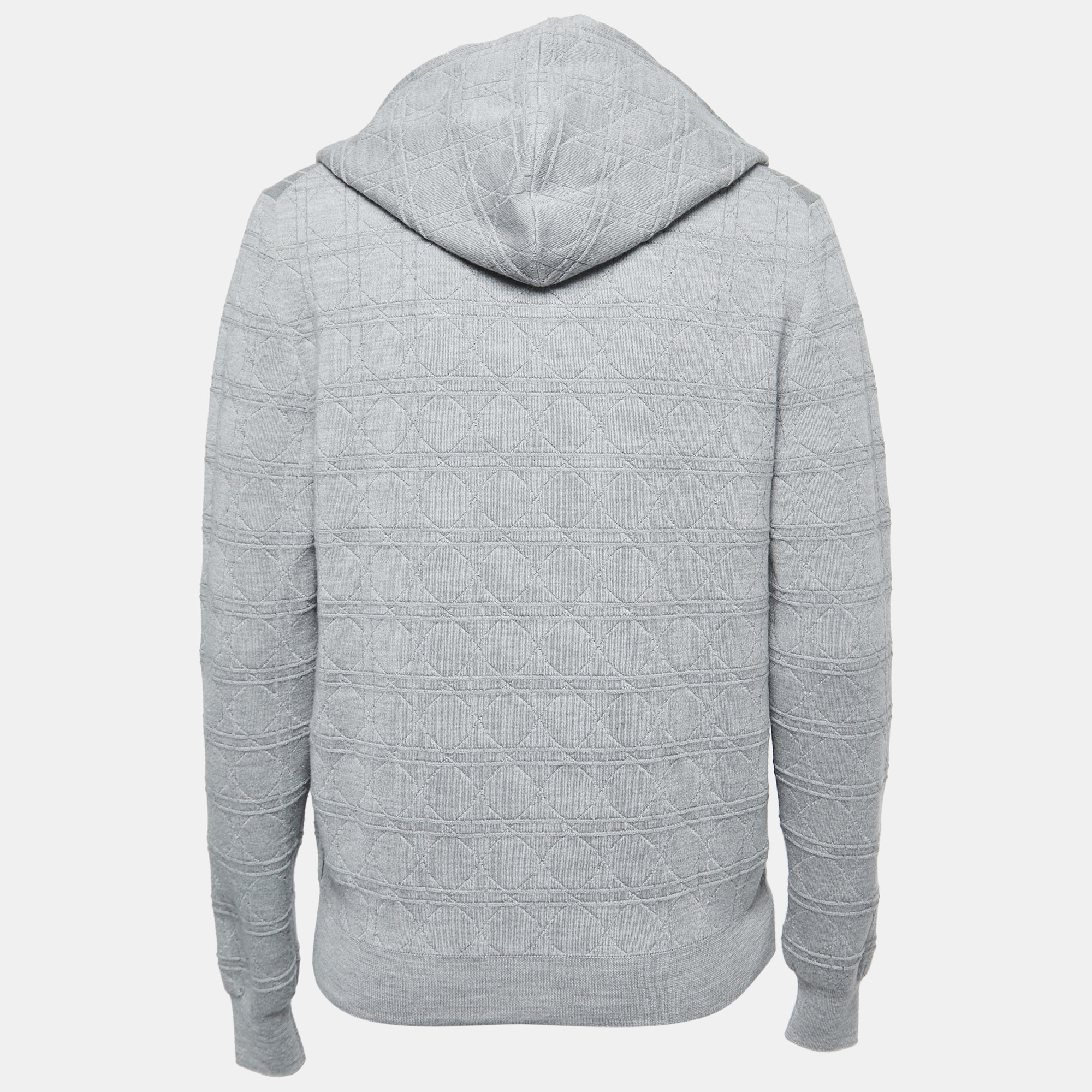 

Dior Grey Macrocannage Wool & Silk Knit Zip Up Jumper