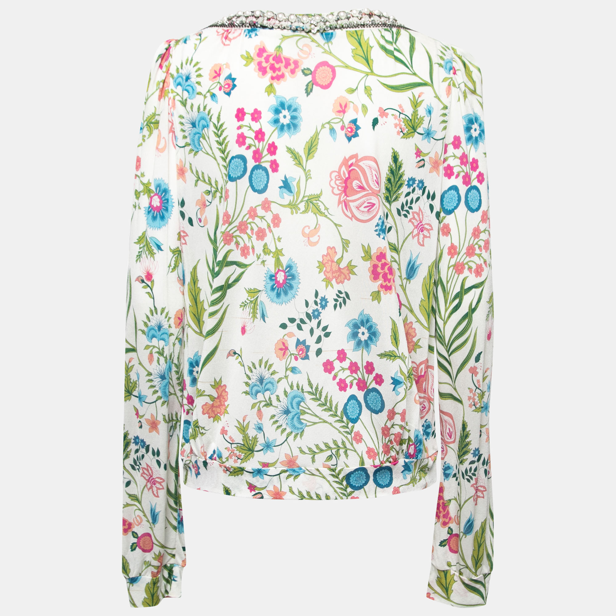 

Christian Dior Multicolor Floral Printed Jersey Embellished Top