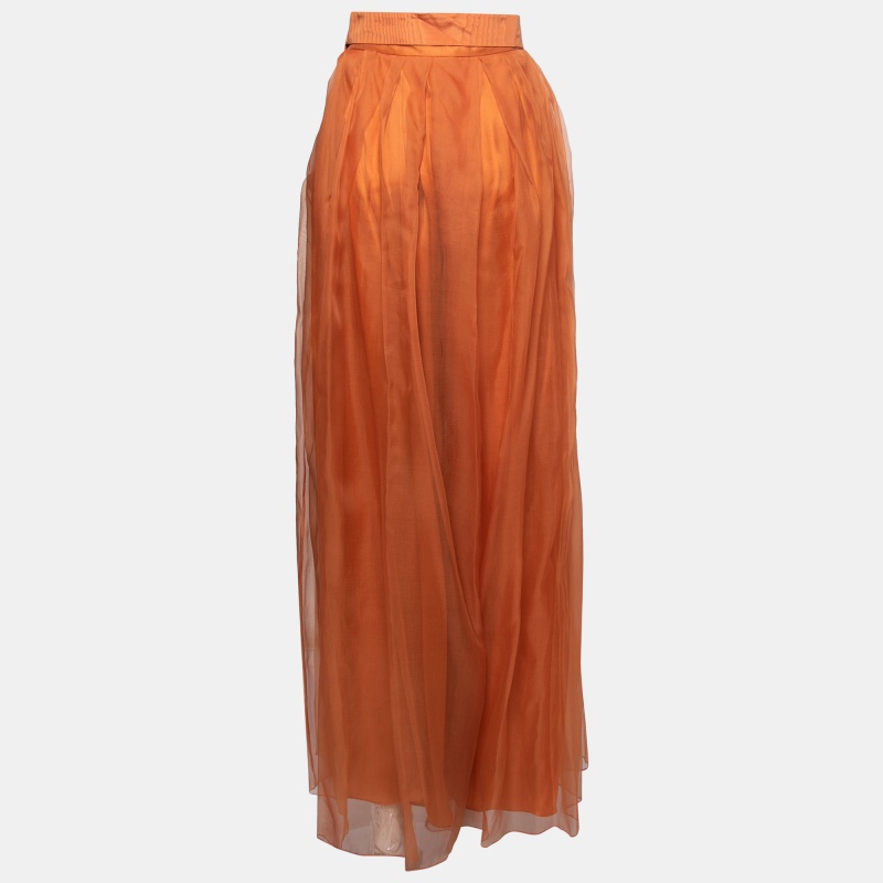 

Christian Dior Orange Organza Belted Wide Leg Pants