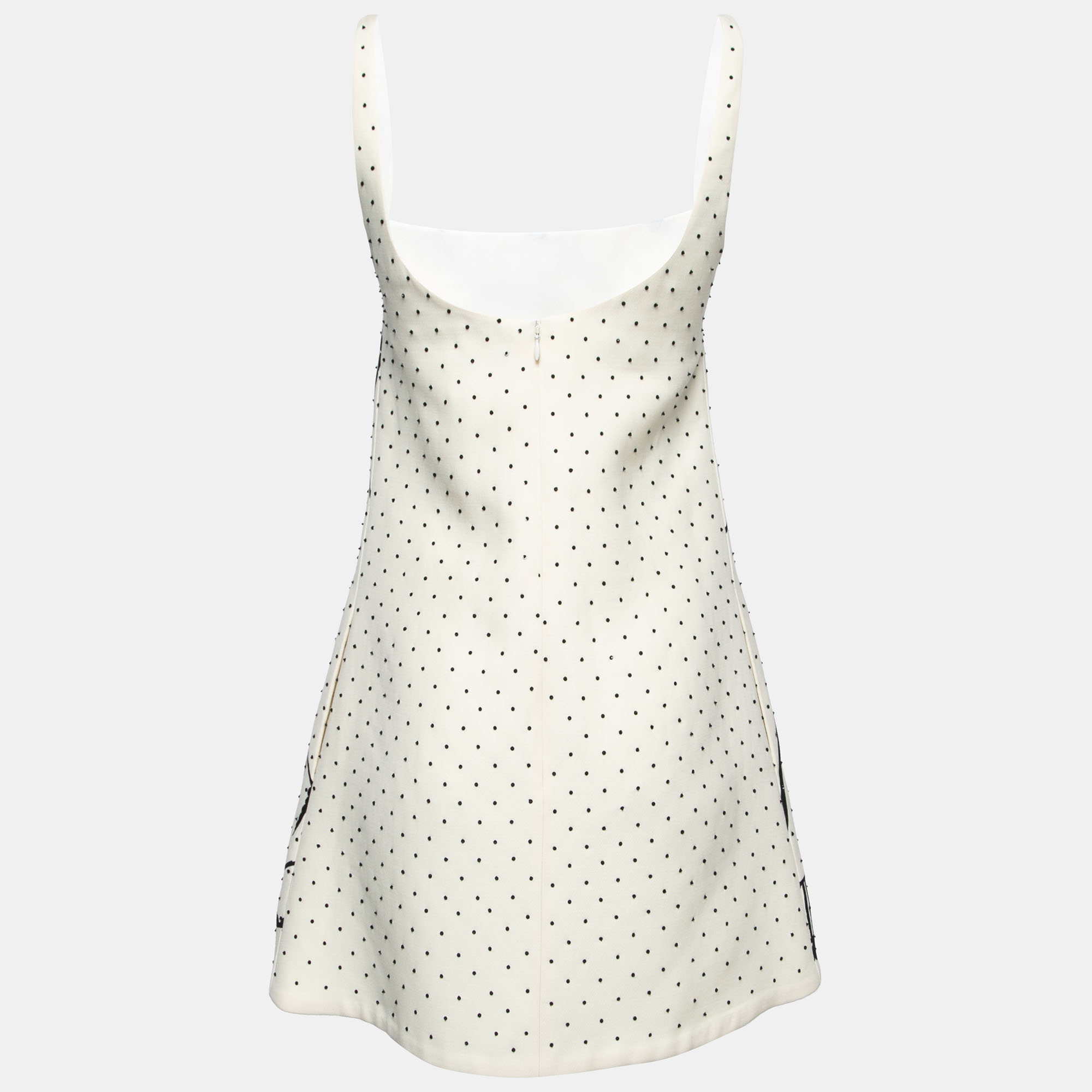 

Christian Dior Cream Printed Embellished Crepe Sleeveless Mini Dress