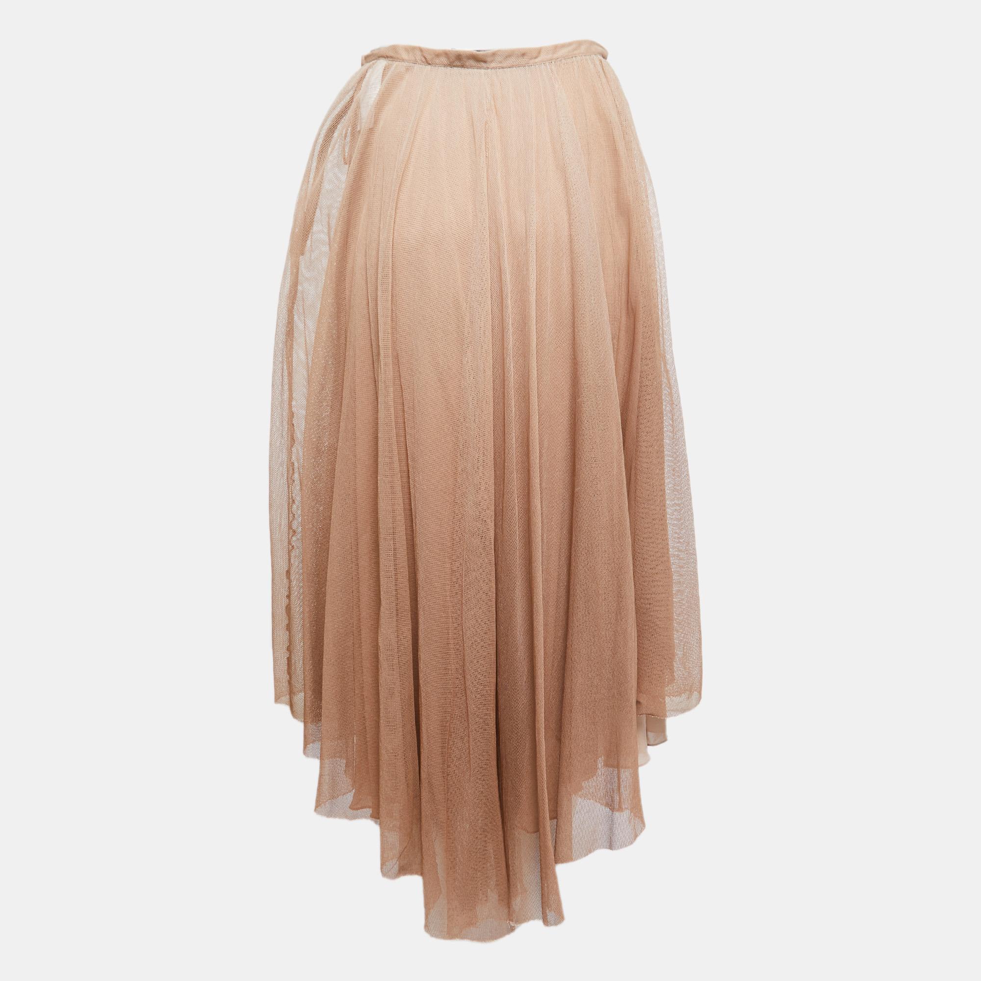 

Christian Dior Blush Pink Mesh Asymmetrical Midi Skirt