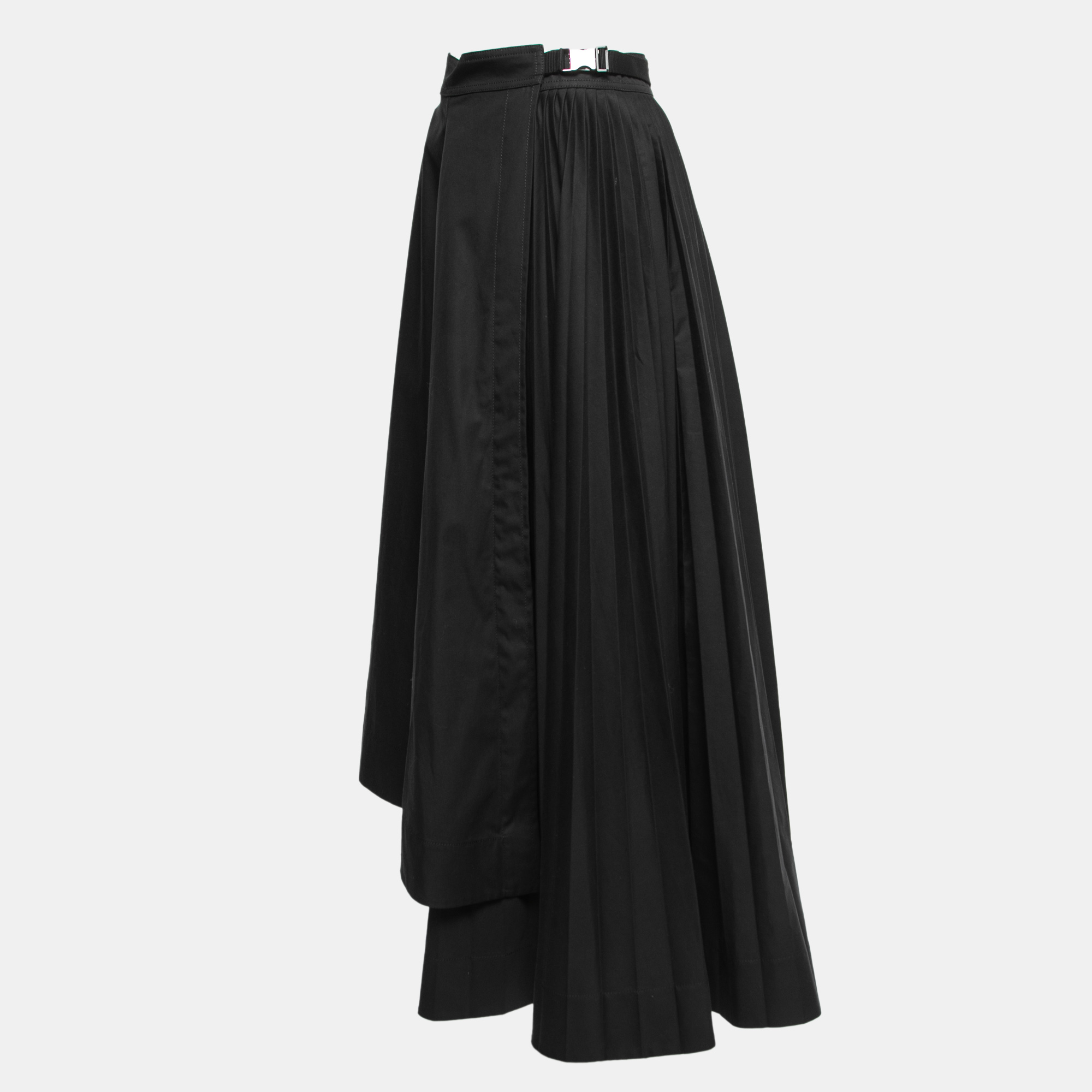 

Dior Black Cotton Pleated Asymmetrical Wrap Skirt