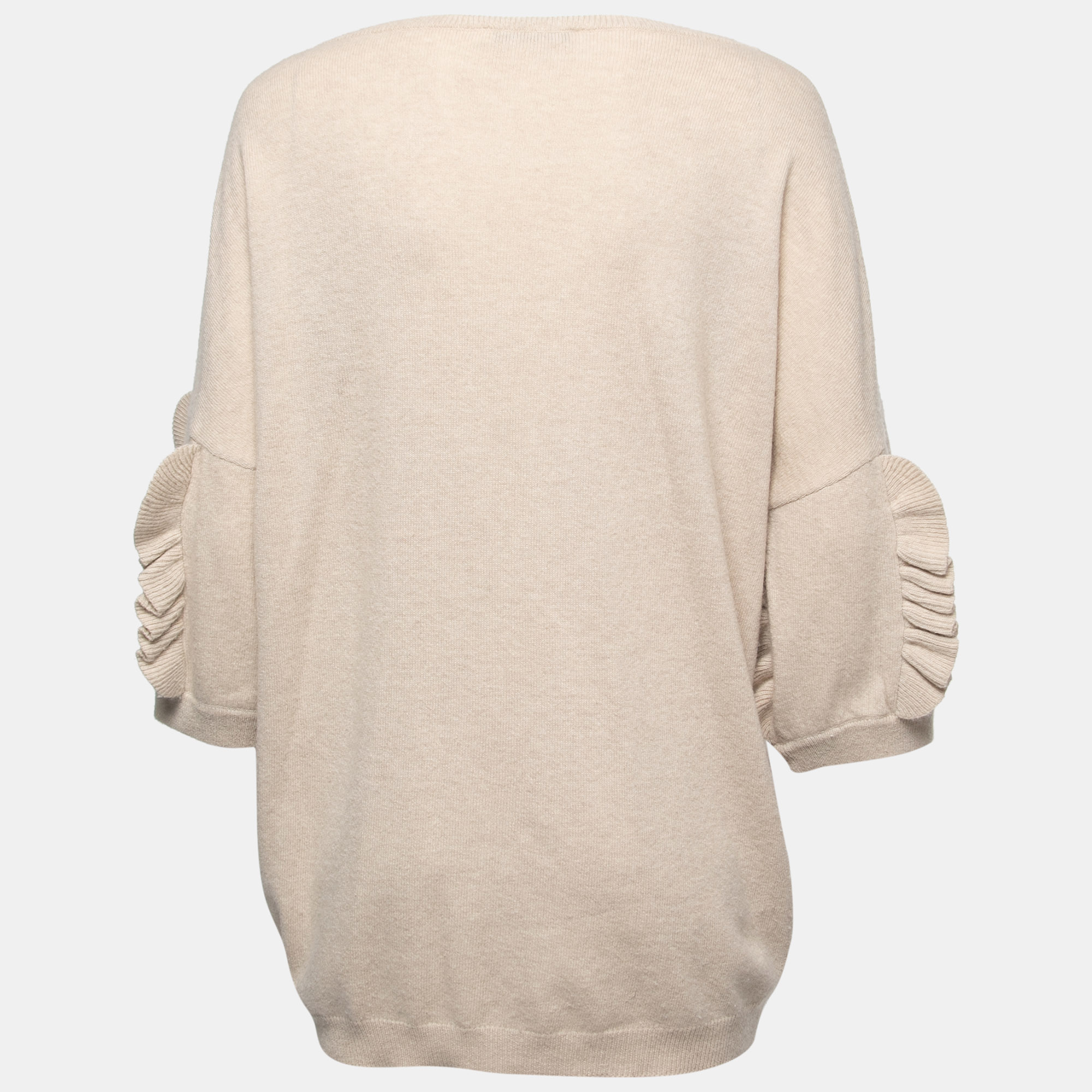 

Dior Beige Wool Blend Ruffle Sleeve Sweater