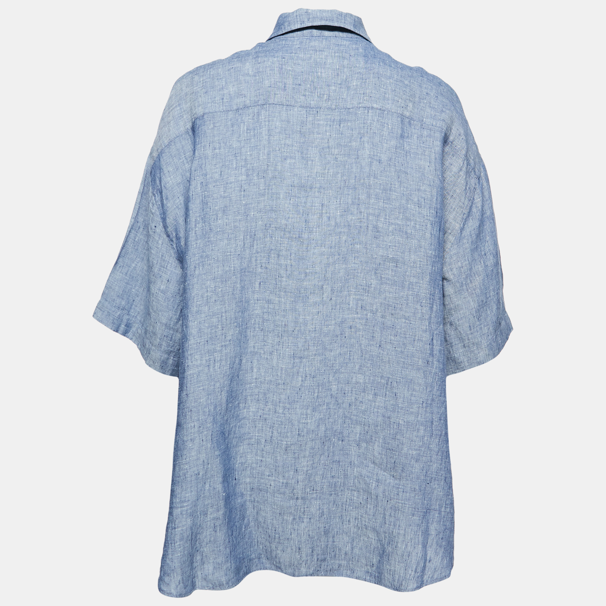 

Dior Blue Linen Wide Cut Slit Shirt
