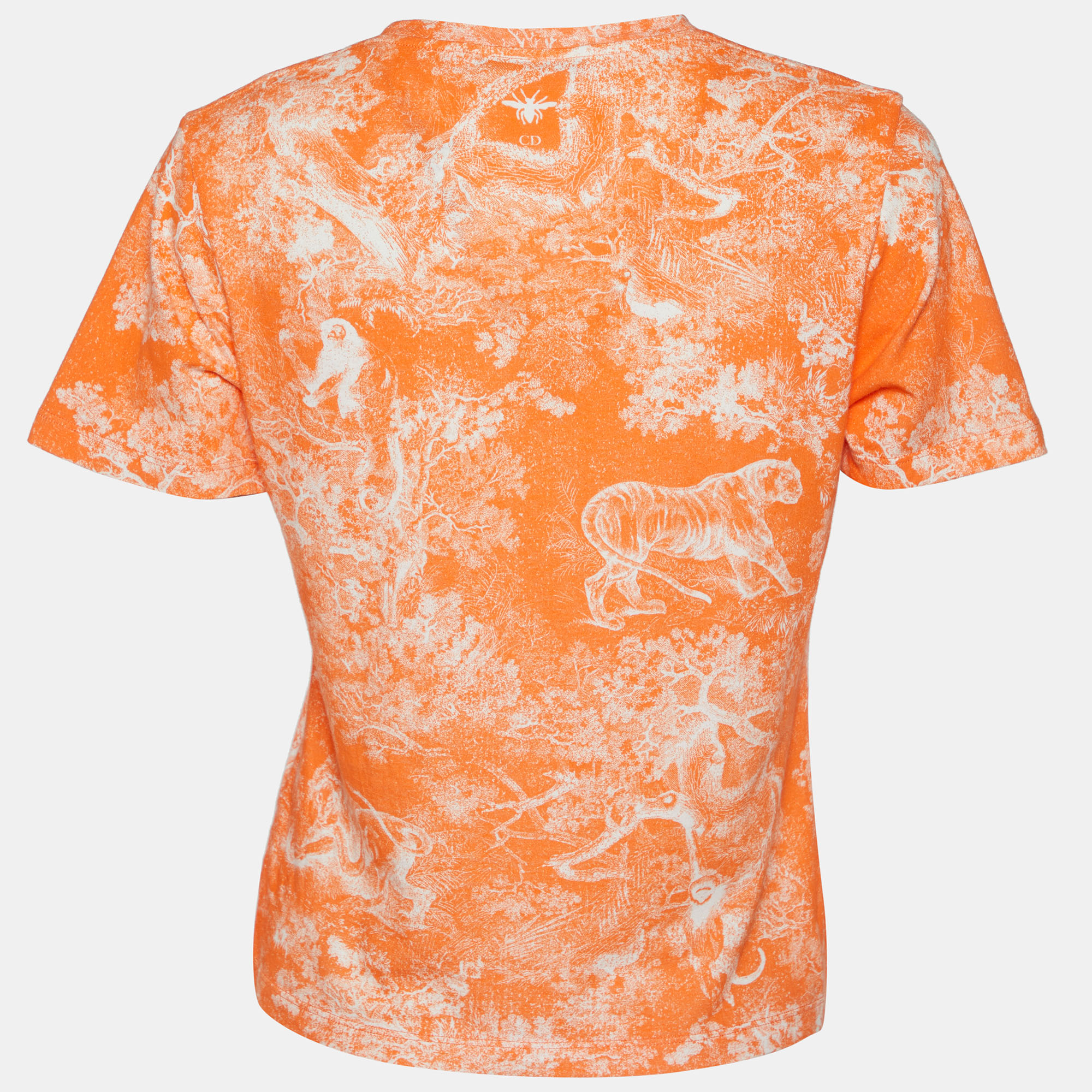 

Dior Orange Dioriviera Printed Cotton Crewneck T-Shirt