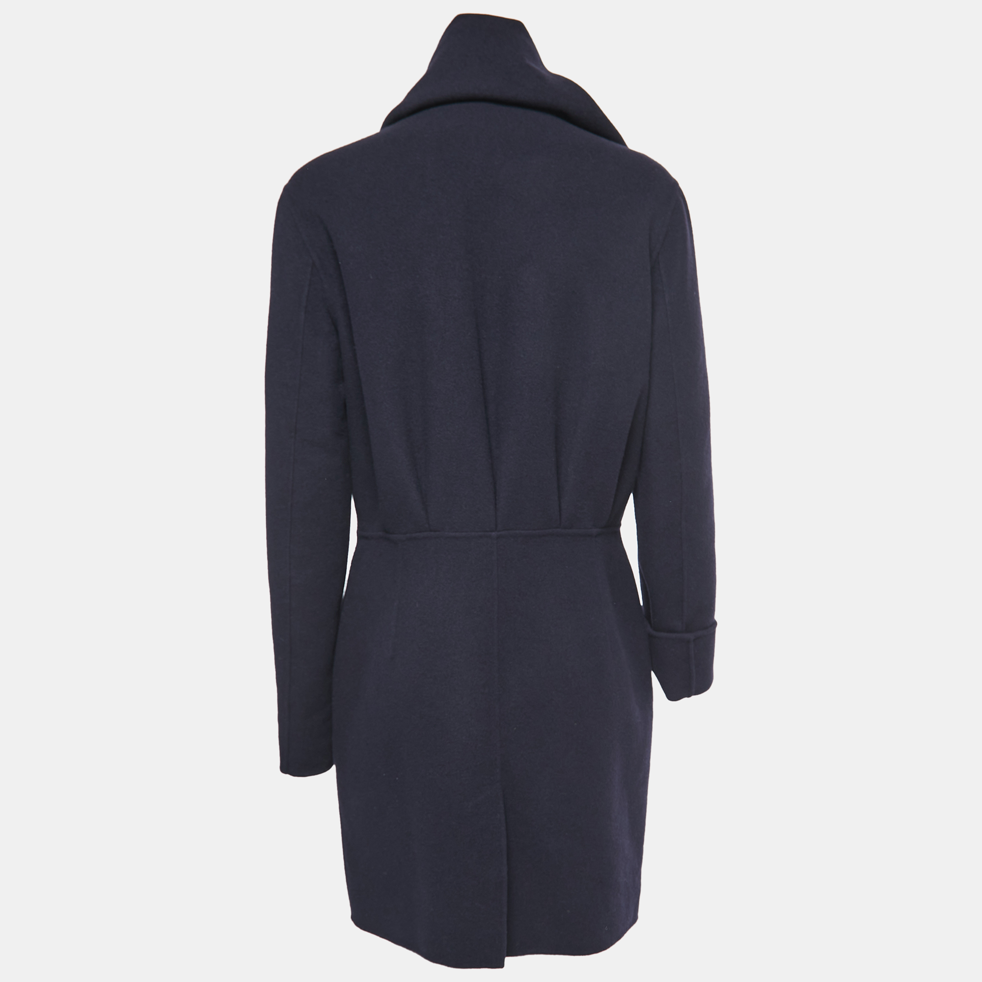 

Dior Navy Blue Cashmere Double Breasted Scarf Detail Coat