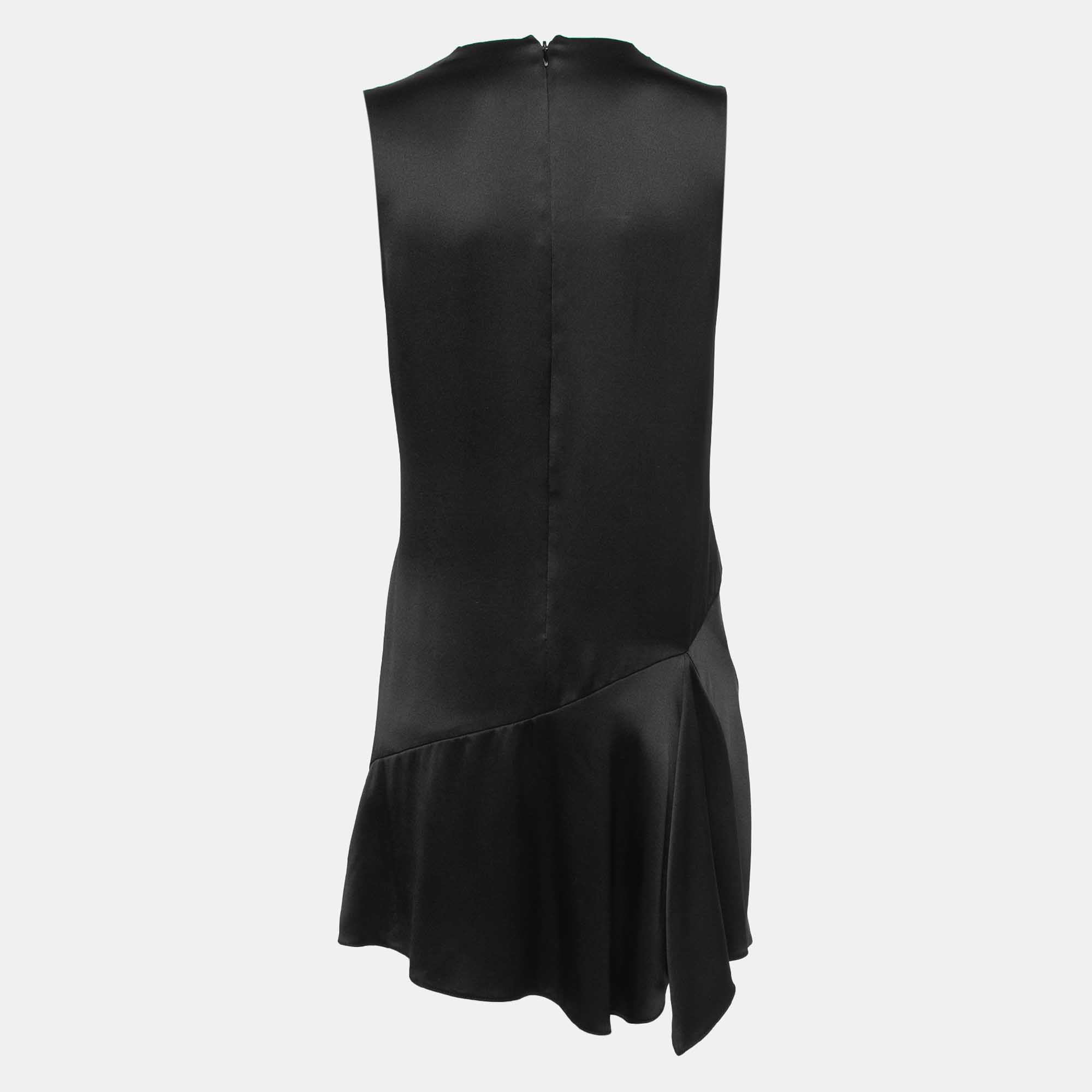 

Dior Black Silk Satin V-Neck Sleeveless Flared Short Dress