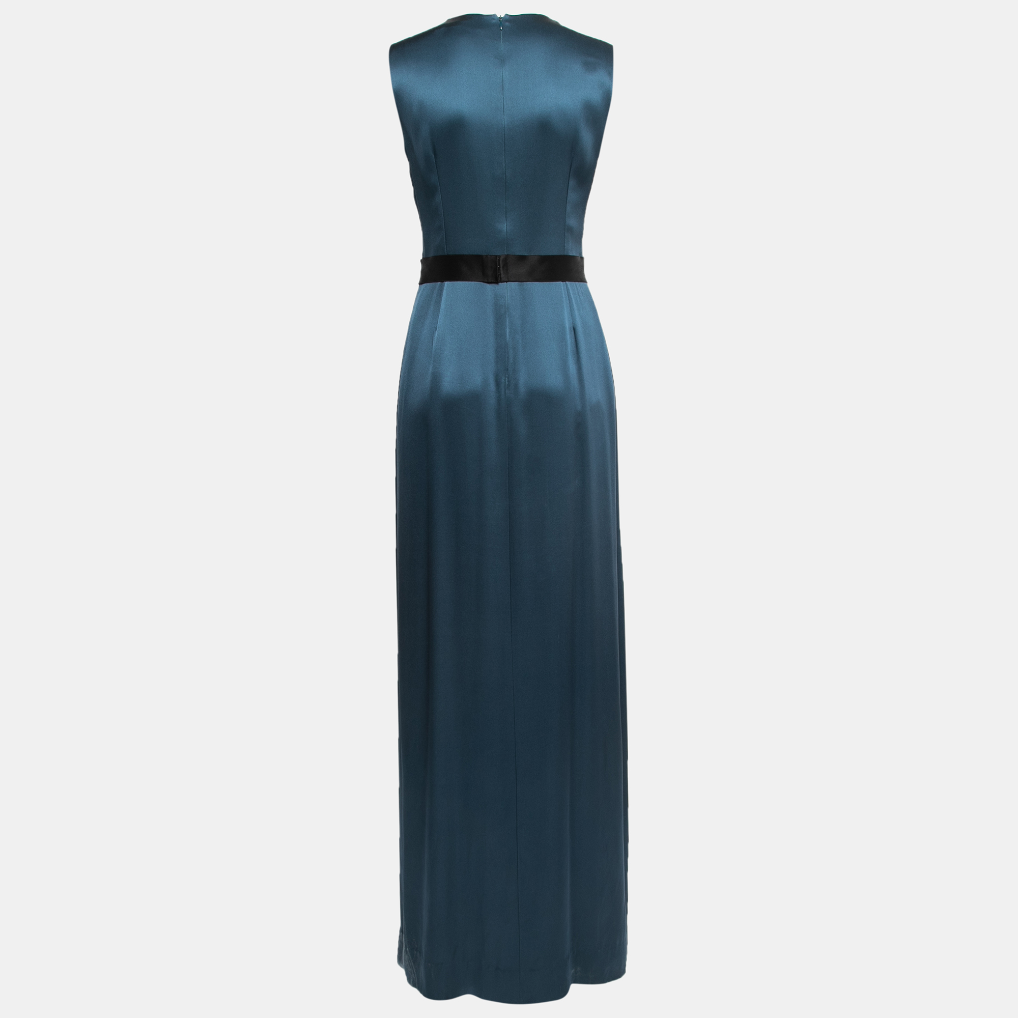 

Dior Dark Teal Silk Satin Sleeveless Maxi Dress, Blue