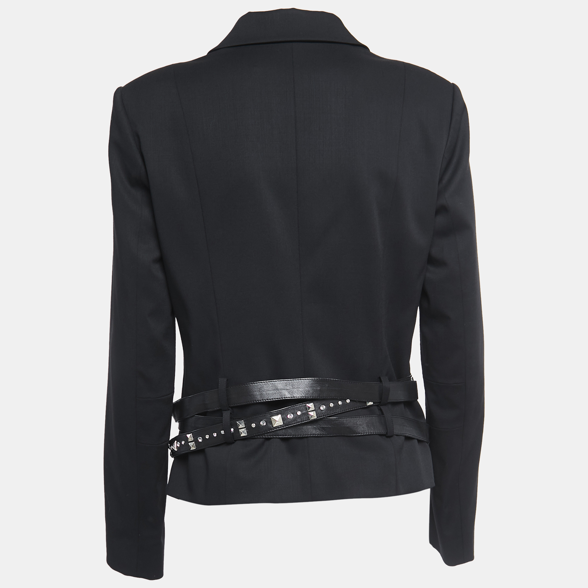 

Christian Dior Boutique Black Wool Studded Strap Detail Blazer