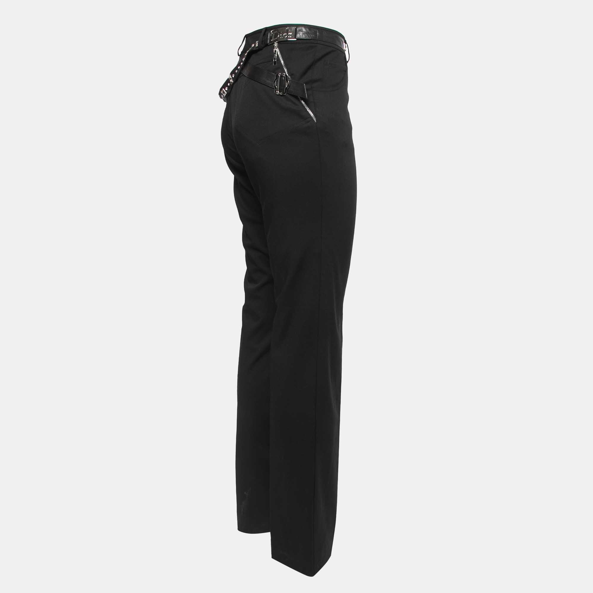 

Christian Dior Boutique Vintage Wool Studded Strap Detail Trousers, Black