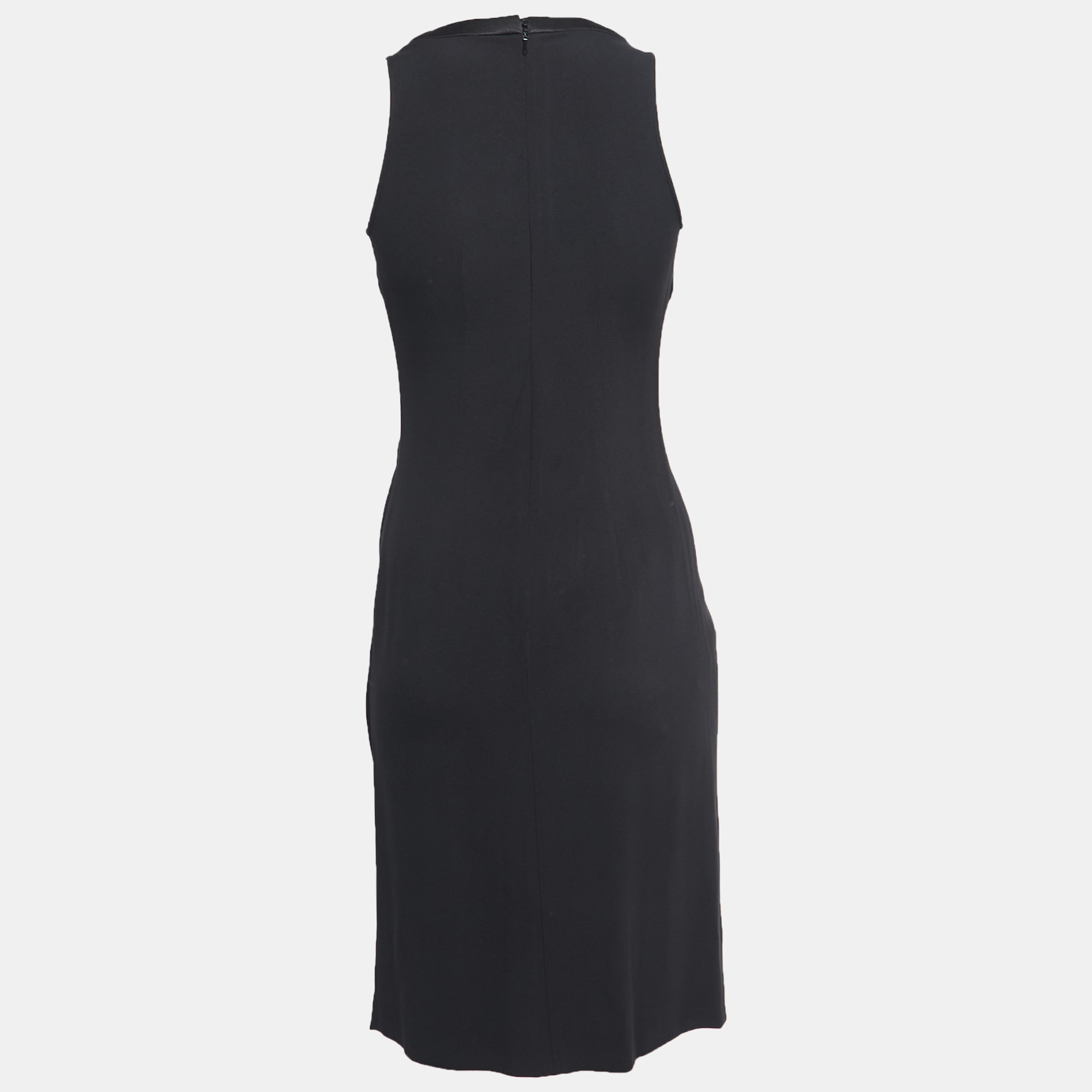 

Dior Black Crepe Embellished Button Detail Sleeveless Draped Midi Dress