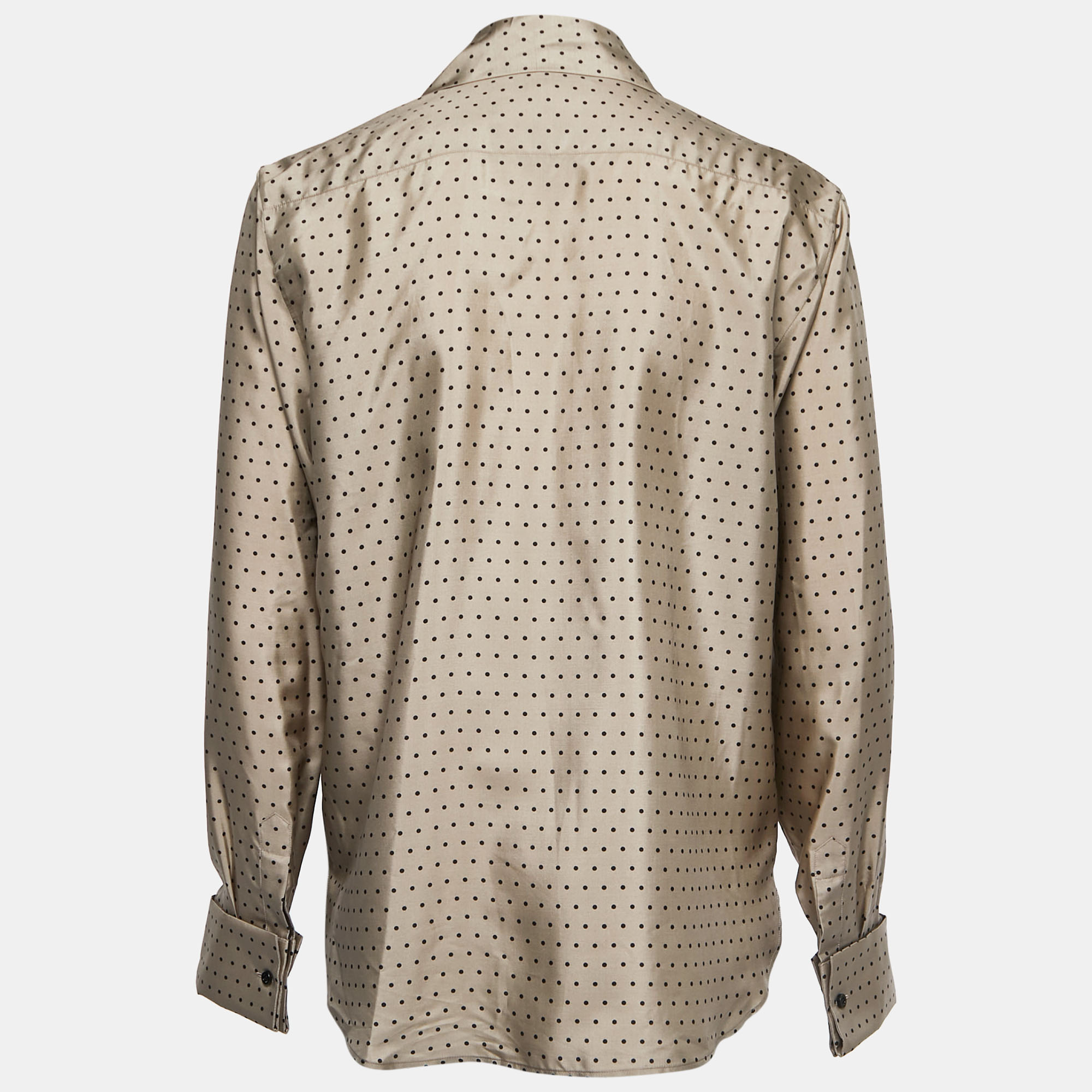 

Dior Beige Polka Dotted Silk Frilled Ascot Shirt Blouse
