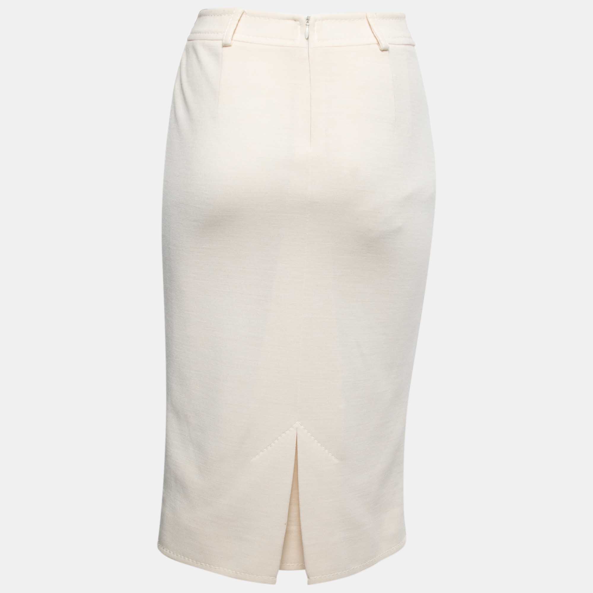 

Christian Dior Boutique Cream Wool Blend Pencil Skirt