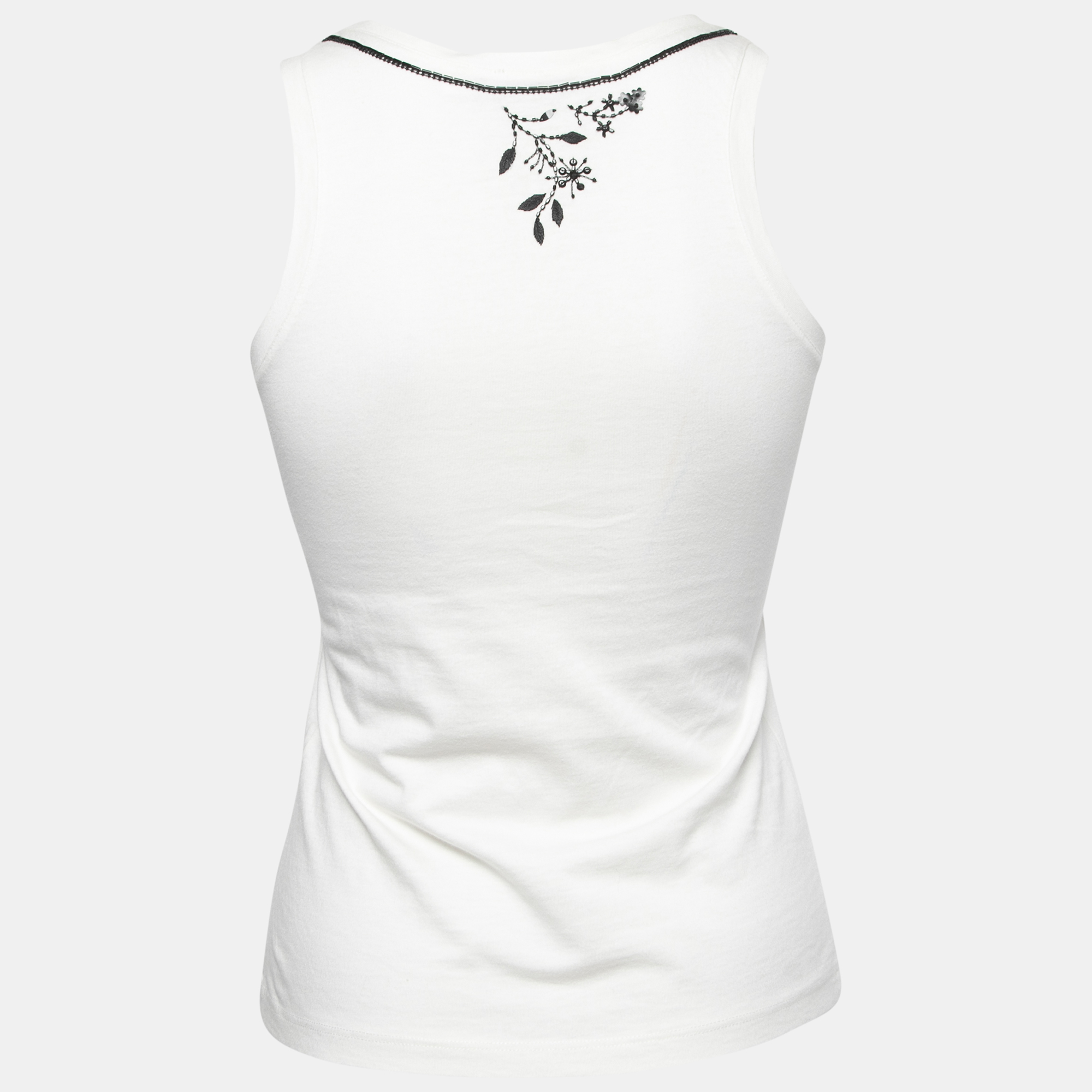 

Christian Dior Boutique White Embellished Cotton Knit Tank Top