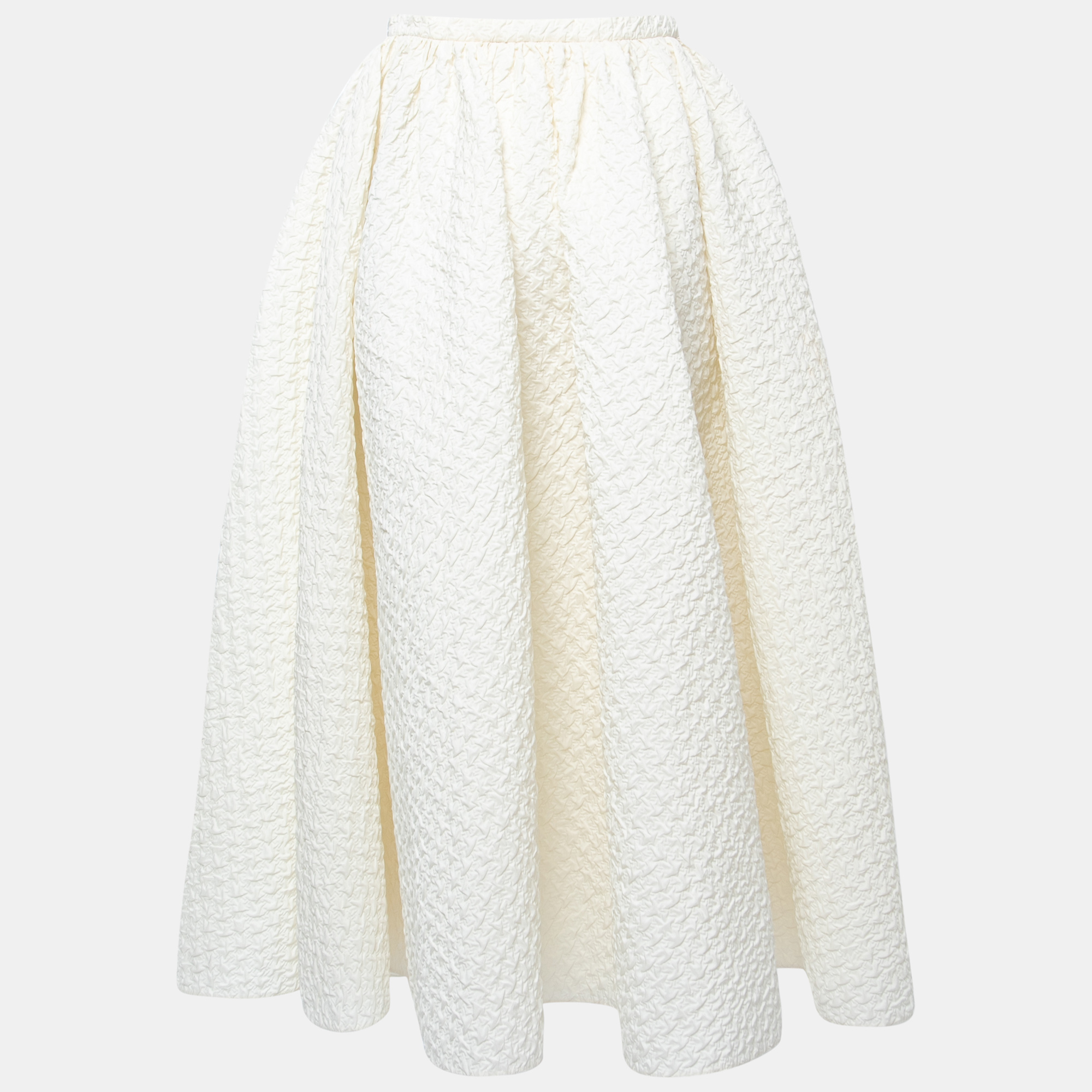 

Dior Off-White Crinkled Silk Front Open Maxi Skirt
