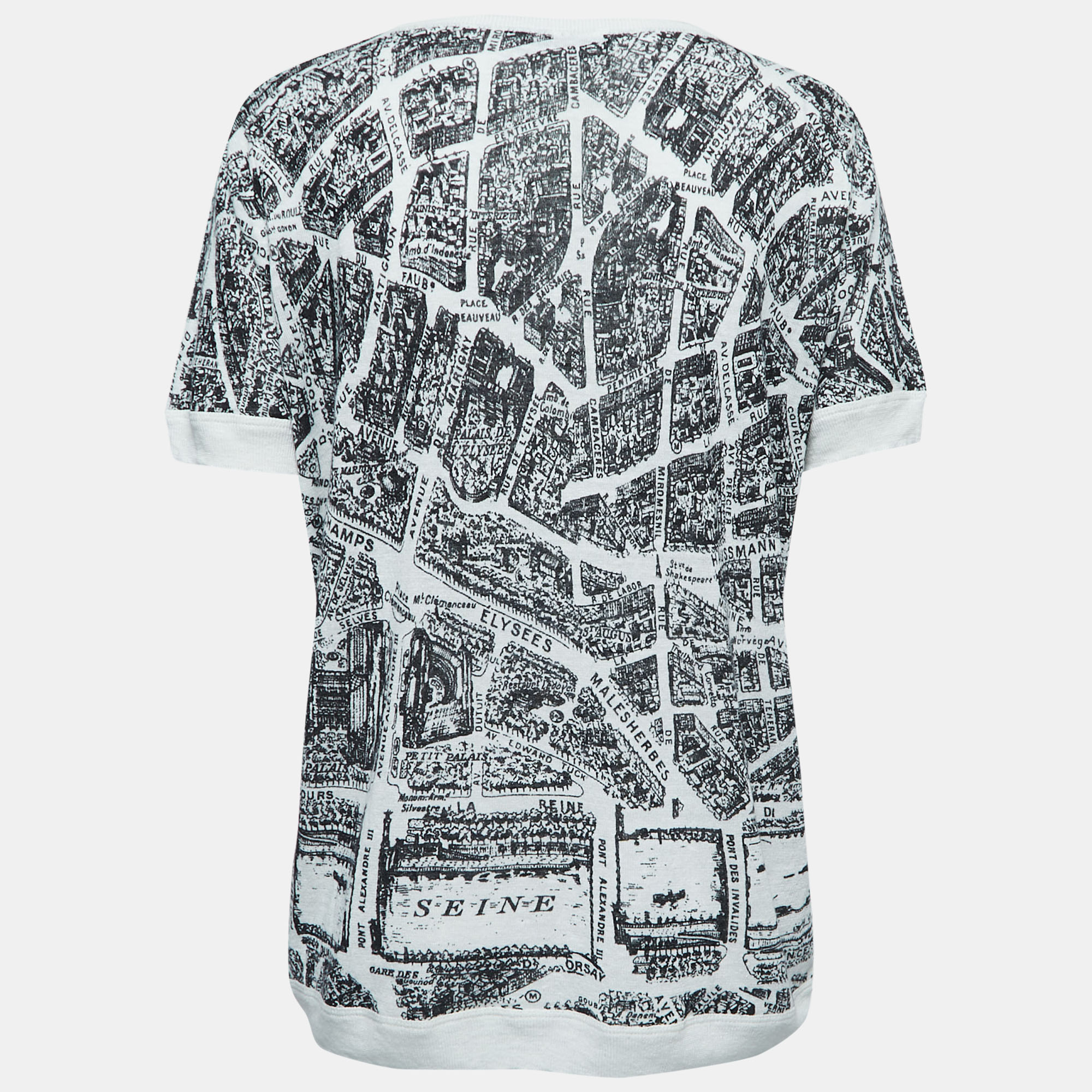 

Dior White Printed Linen Blend Scoop Neck Half Sleeve T-Shirt