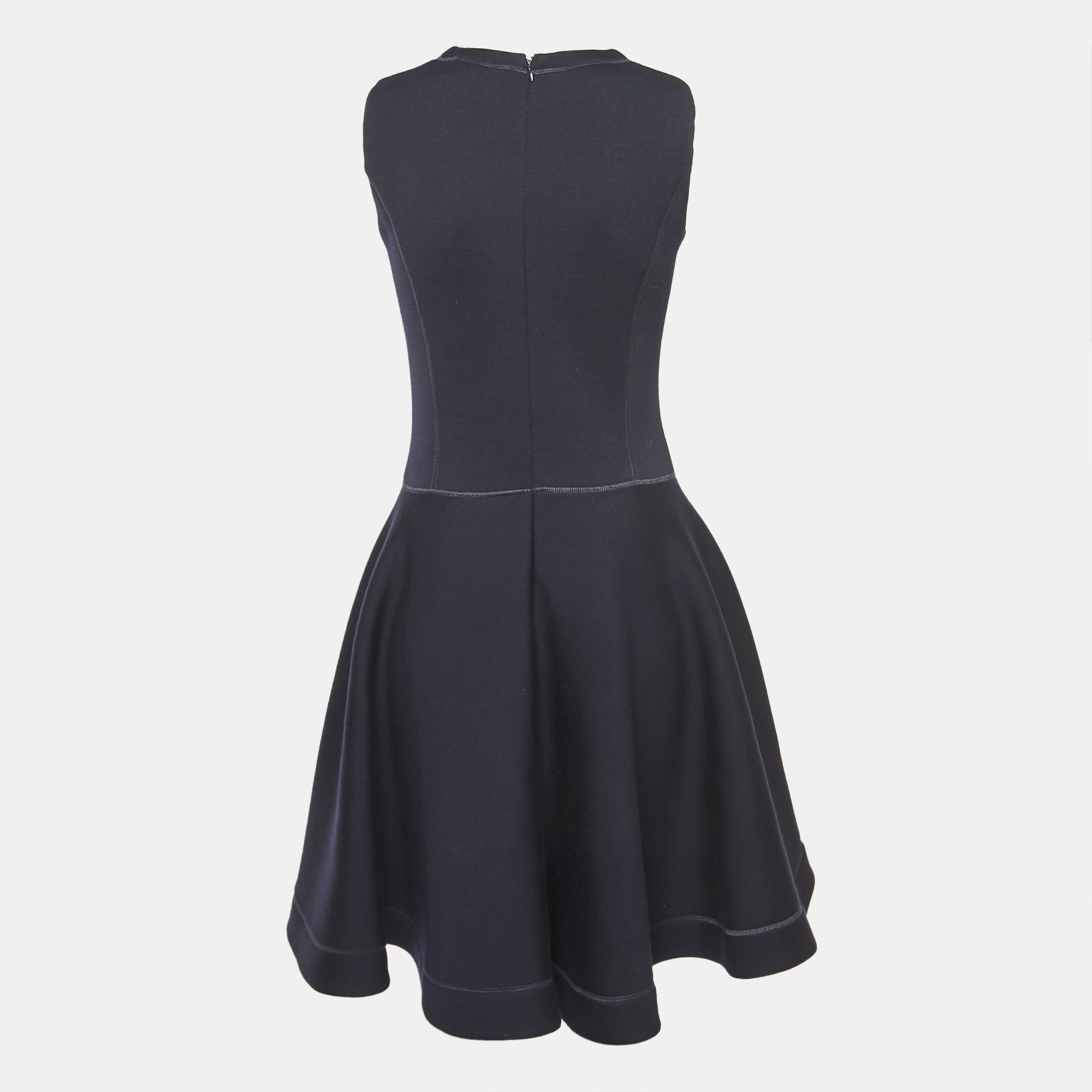 

Christian Dior Navy Blue Wool-Blend Crest Detail Sleeveless Dress