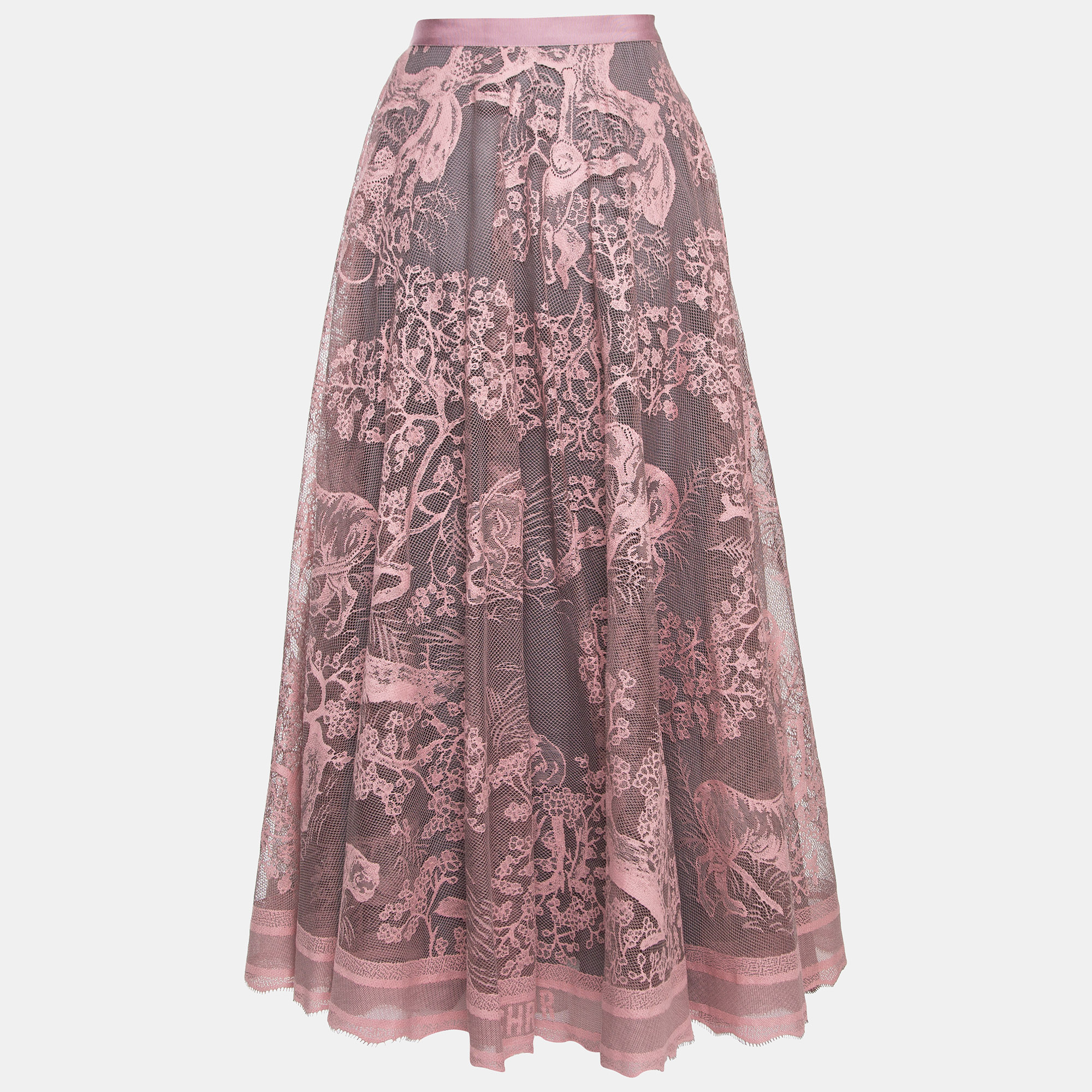 

Dior Pink Patterned Lace Dioriviera Midi Skirt