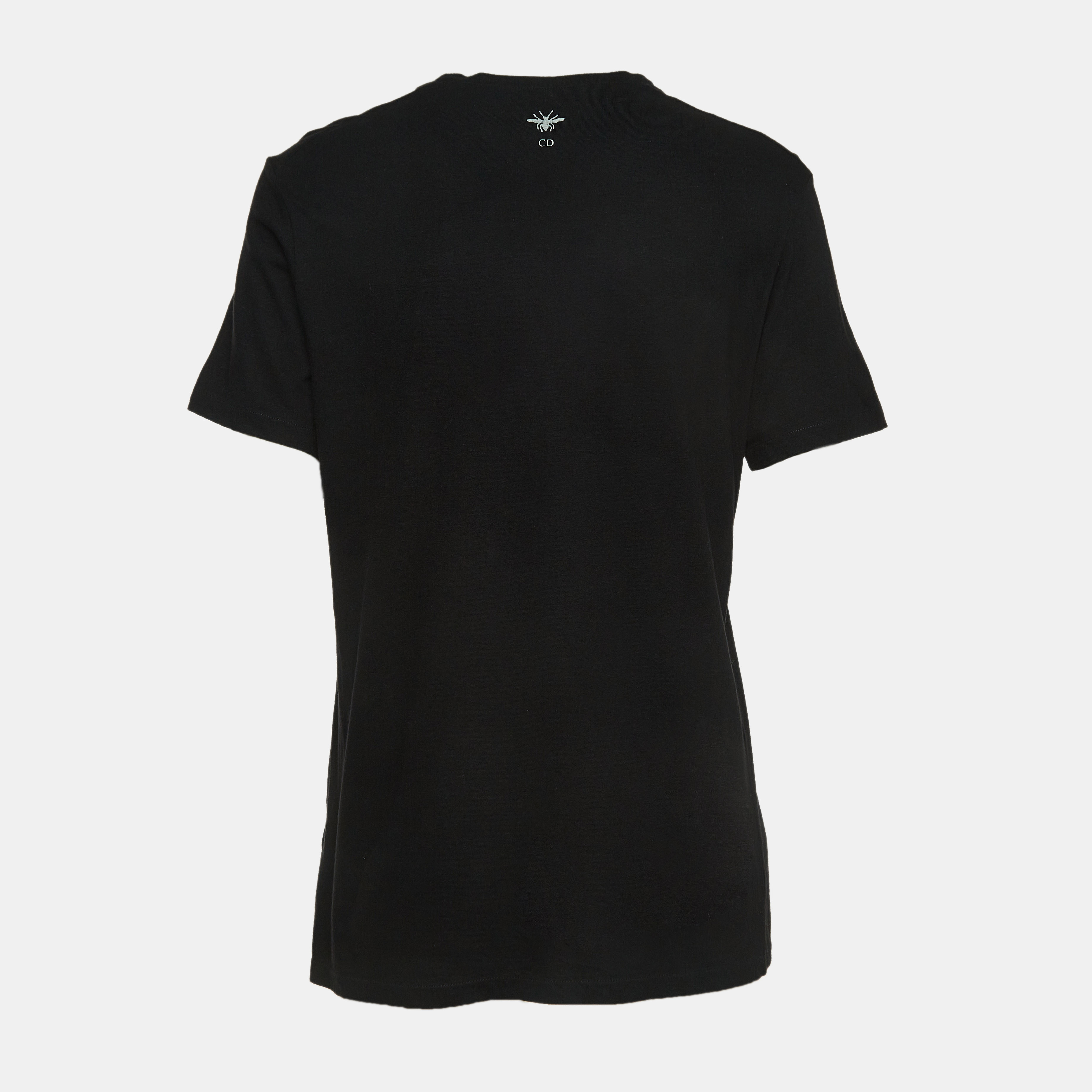 

Dior Black Logo Embellished Cotton Blend Half Sleeve T-Shirt