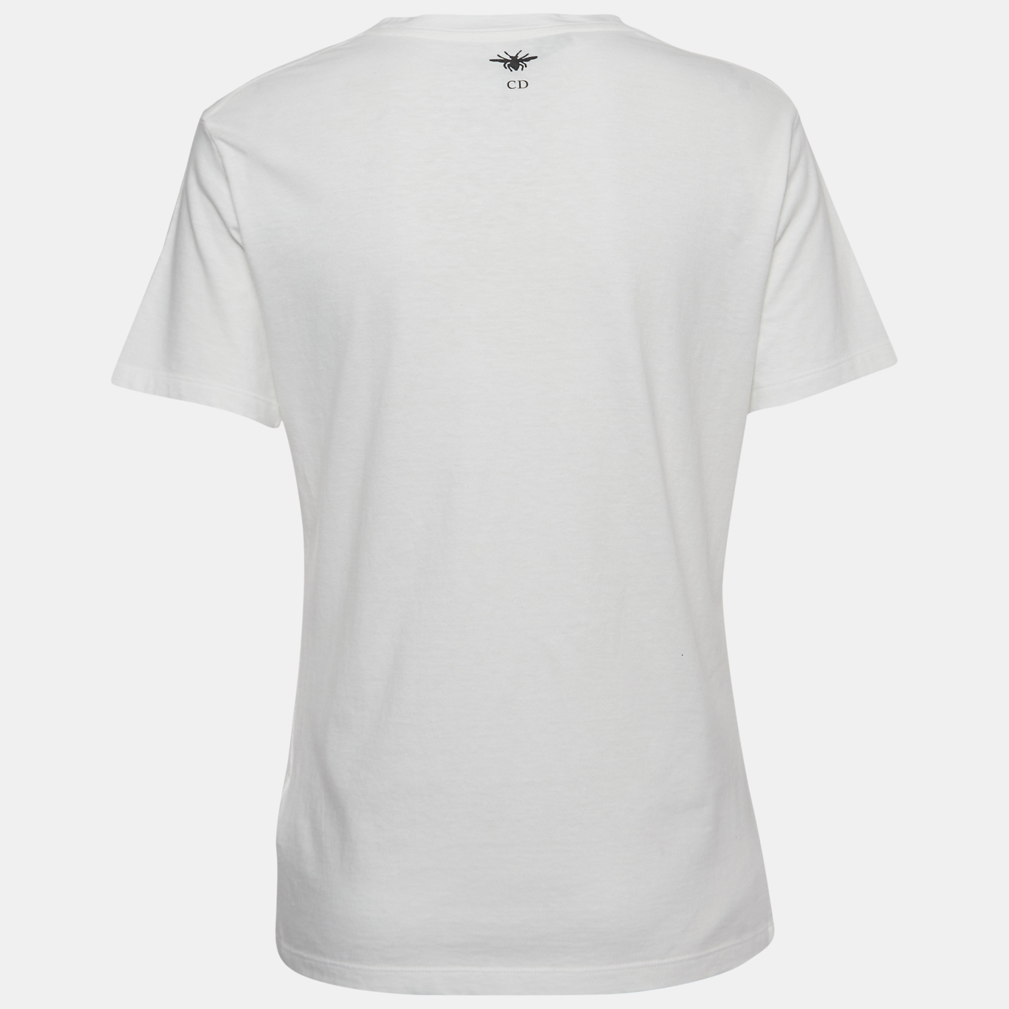 

Dior White Indian Animals Tiger Print Cotton Half Sleeve T-Shirt