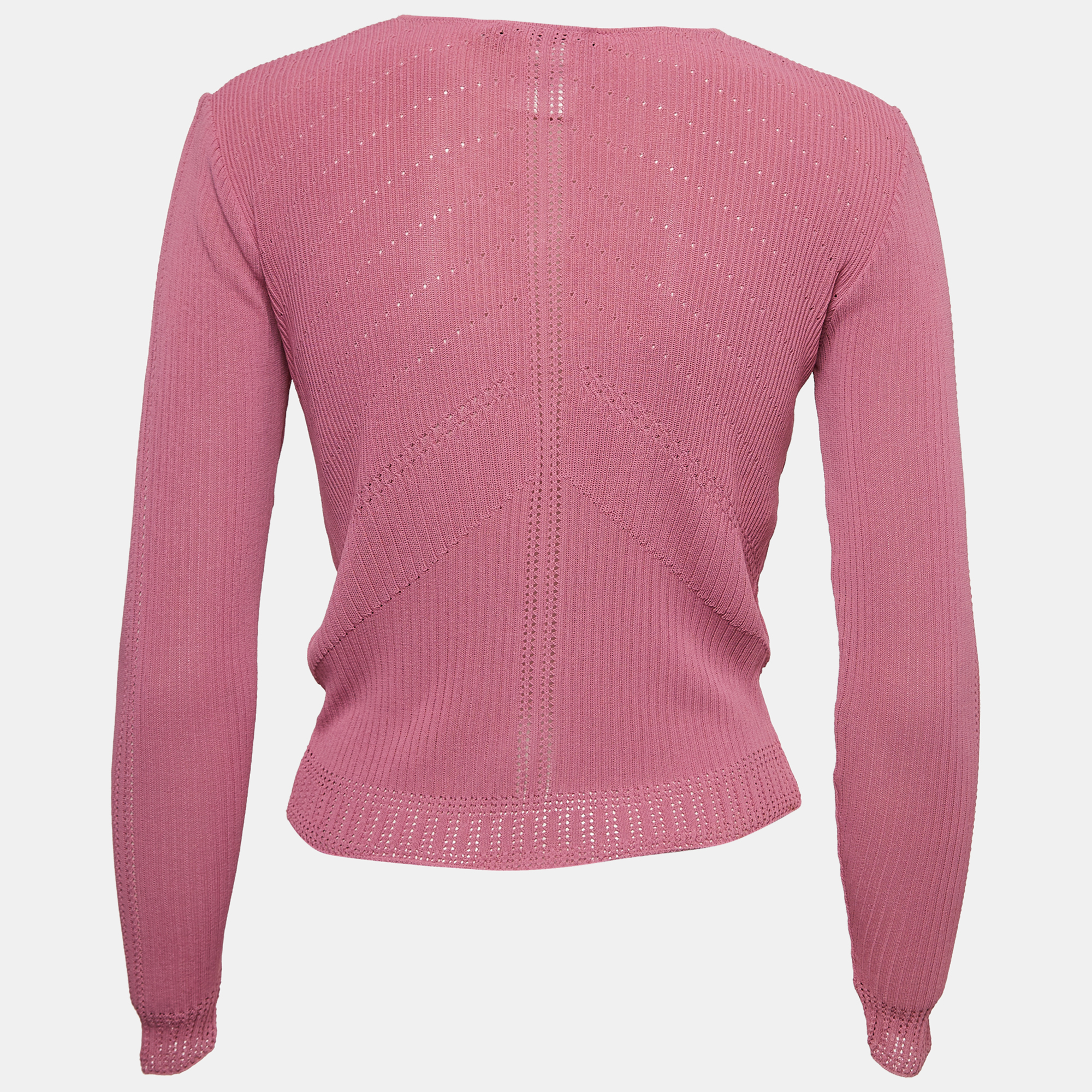 

Dior Vintage Pink Perforated Knit Long Sleeve Top